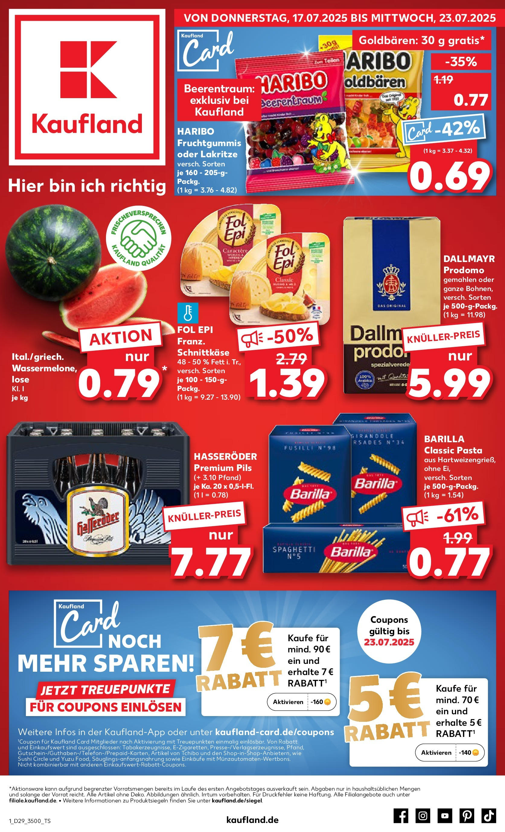 Prospekt Kaufland ab 16.07.2025 » Angebote Online zum Blättern | Seite: 1 | Produkte: Haribo, Dallmayr, Pasta, Hasseröder