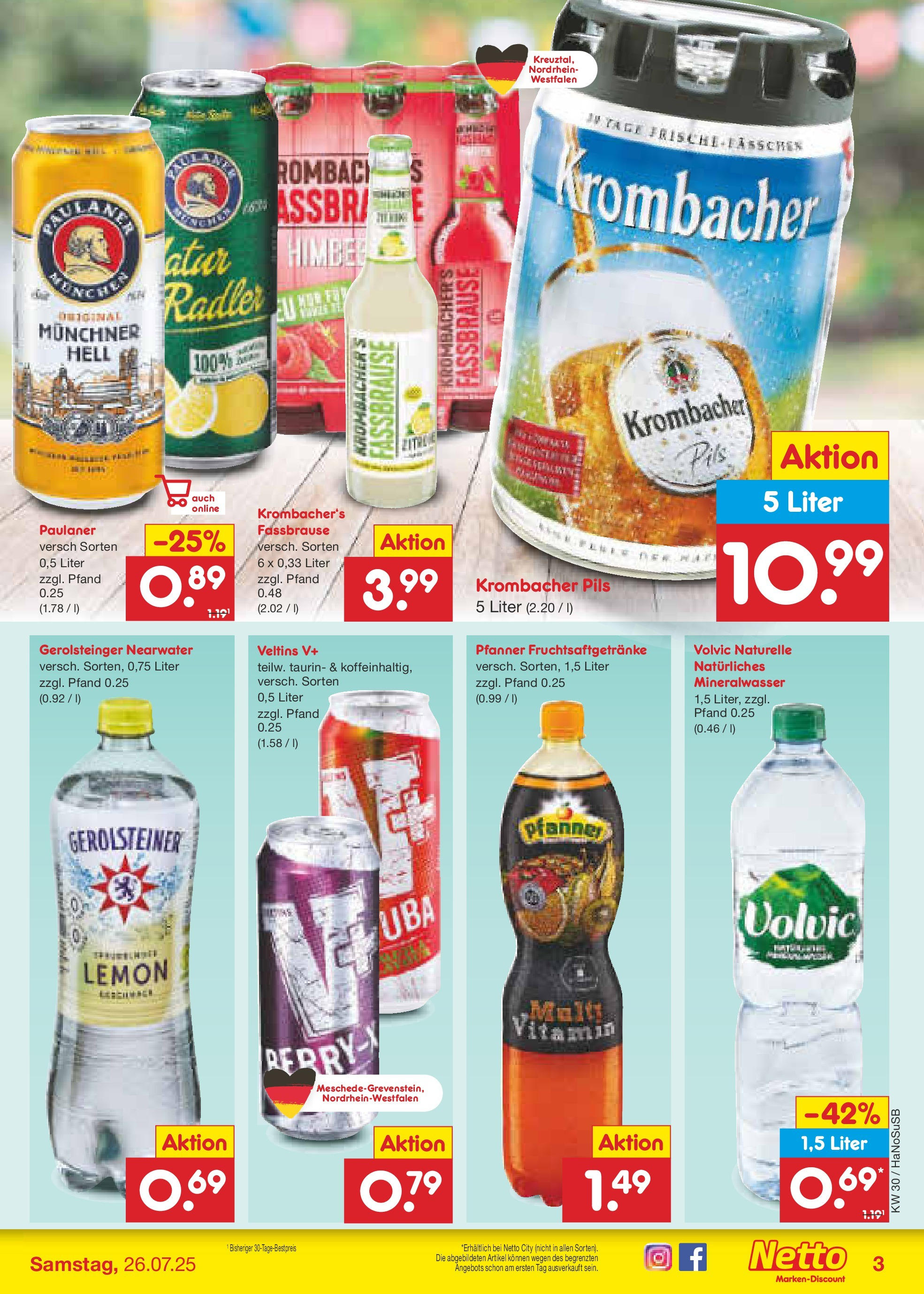 Netto Marken-Discount prospekt Schwerte-Geisecke (ab 21.07.2025) » Angebote | Seite: 33 | Produkte: Pils, Mineralwasser, Krombacher, Volvic Netto Marken-Discount prospekt Schwerte-Geisecke (ab 21.07.2025) » Angebote | Seite: 33 | Produkte: Pils, Mineralwasser, Krombacher, Volvic