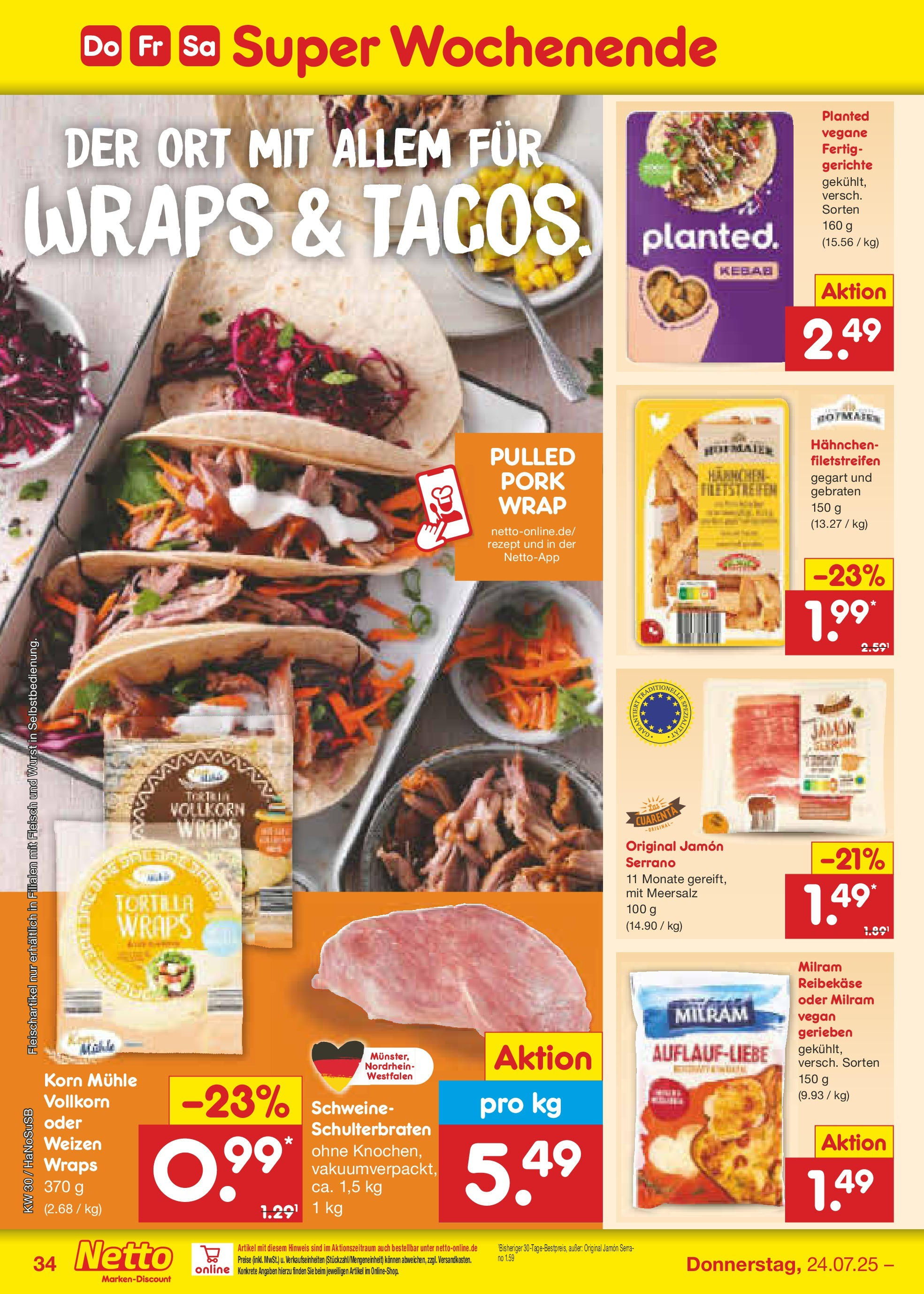 Netto Marken-Discount prospekt Schwerte-Geisecke (ab 21.07.2025) » Angebote | Seite: 52 | Produkte: Hahnchen, Wurst, Reibekase, Fleisch Netto Marken-Discount prospekt Schwerte-Geisecke (ab 21.07.2025) » Angebote | Seite: 52 | Produkte: Hahnchen, Wurst, Reibekase, Fleisch
