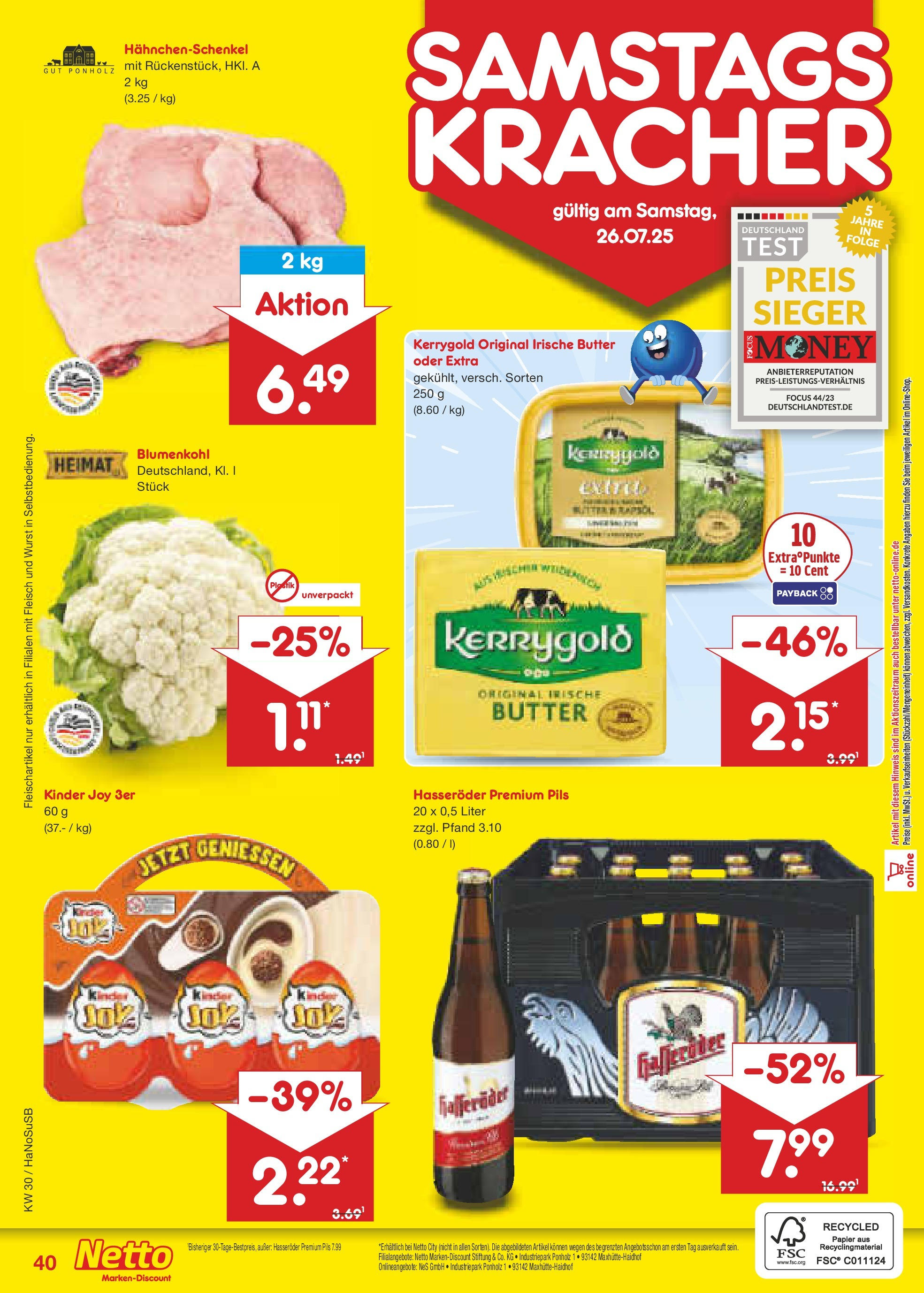 Netto Marken-Discount prospekt Schwerte-Geisecke (ab 21.07.2025) » Angebote | Seite: 64 | Produkte: Butter, Kinder joy, Blumenkohl, Fleisch Netto Marken-Discount prospekt Schwerte-Geisecke (ab 21.07.2025) » Angebote | Seite: 64 | Produkte: Butter, Kinder joy, Blumenkohl, Fleisch