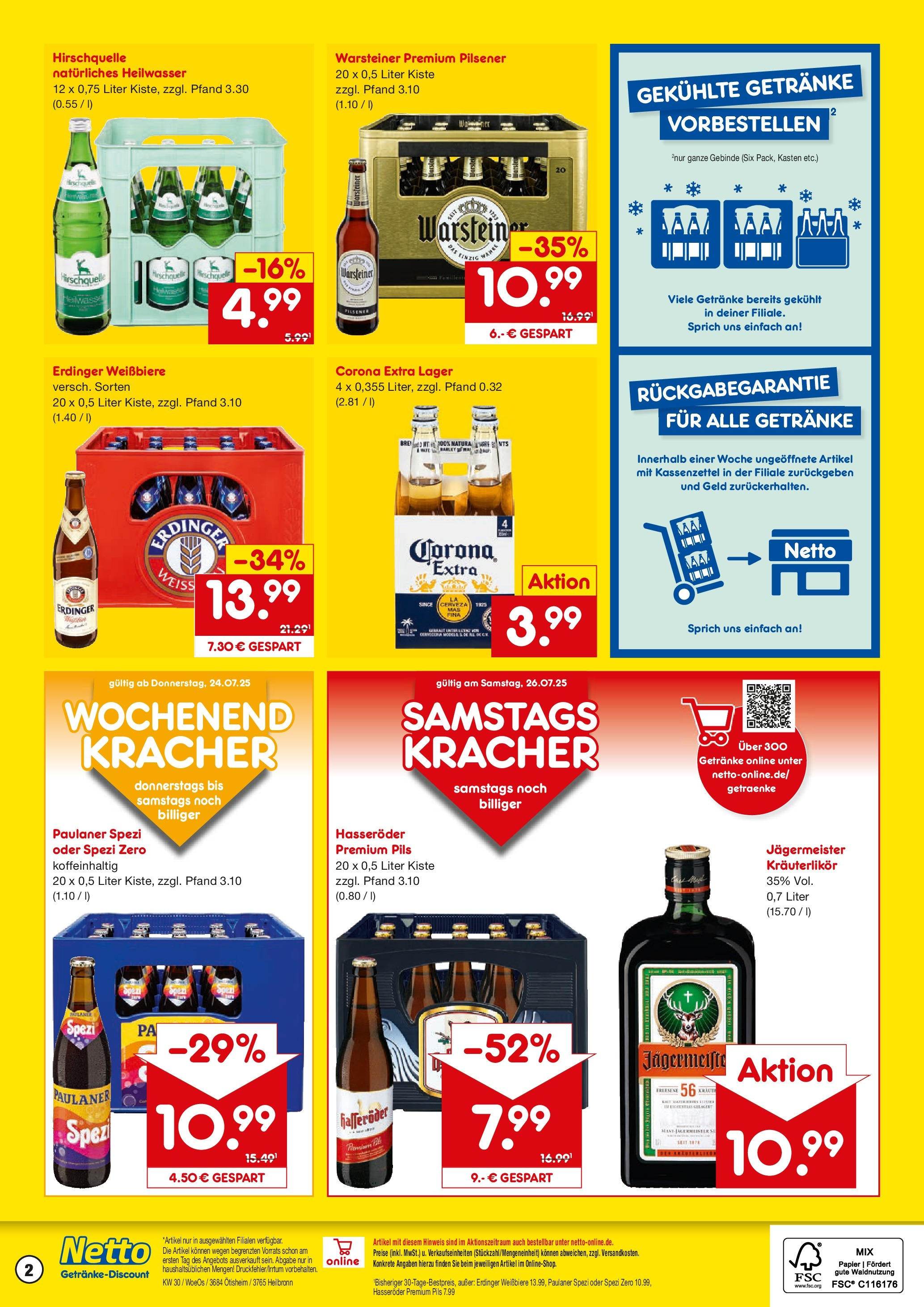 Netto Marken-Discount prospekt Ötisheim	 (ab 21.07.2025) » Angebote | Seite: 2 | Produkte: Pils, Jägermeister, Warsteiner, Hasseröder