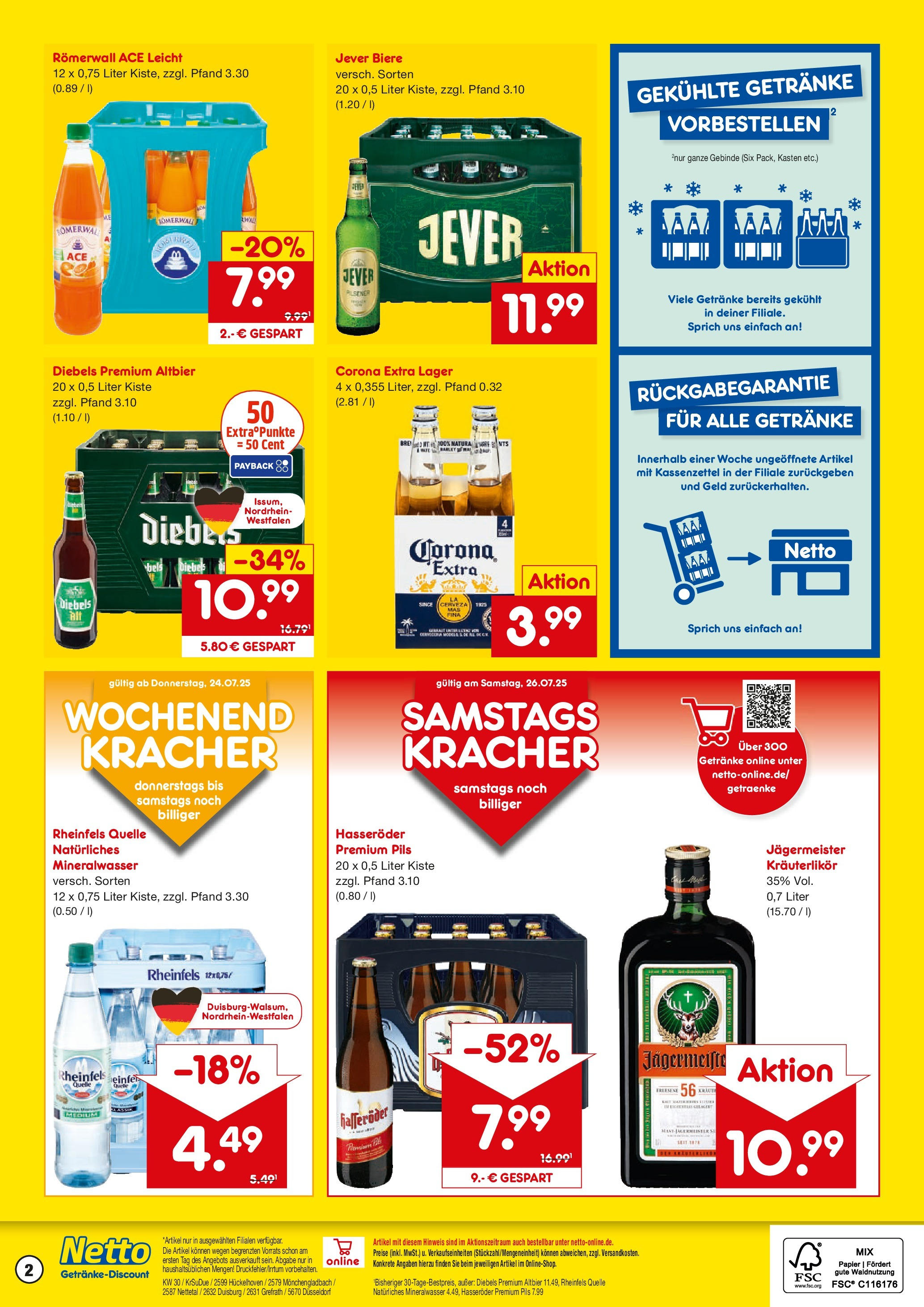 Netto Marken-Discount prospekt Duisburg	 (ab 21.07.2025) » Angebote | Seite: 2 | Produkte: Pils, Mineralwasser, Jägermeister, Jever