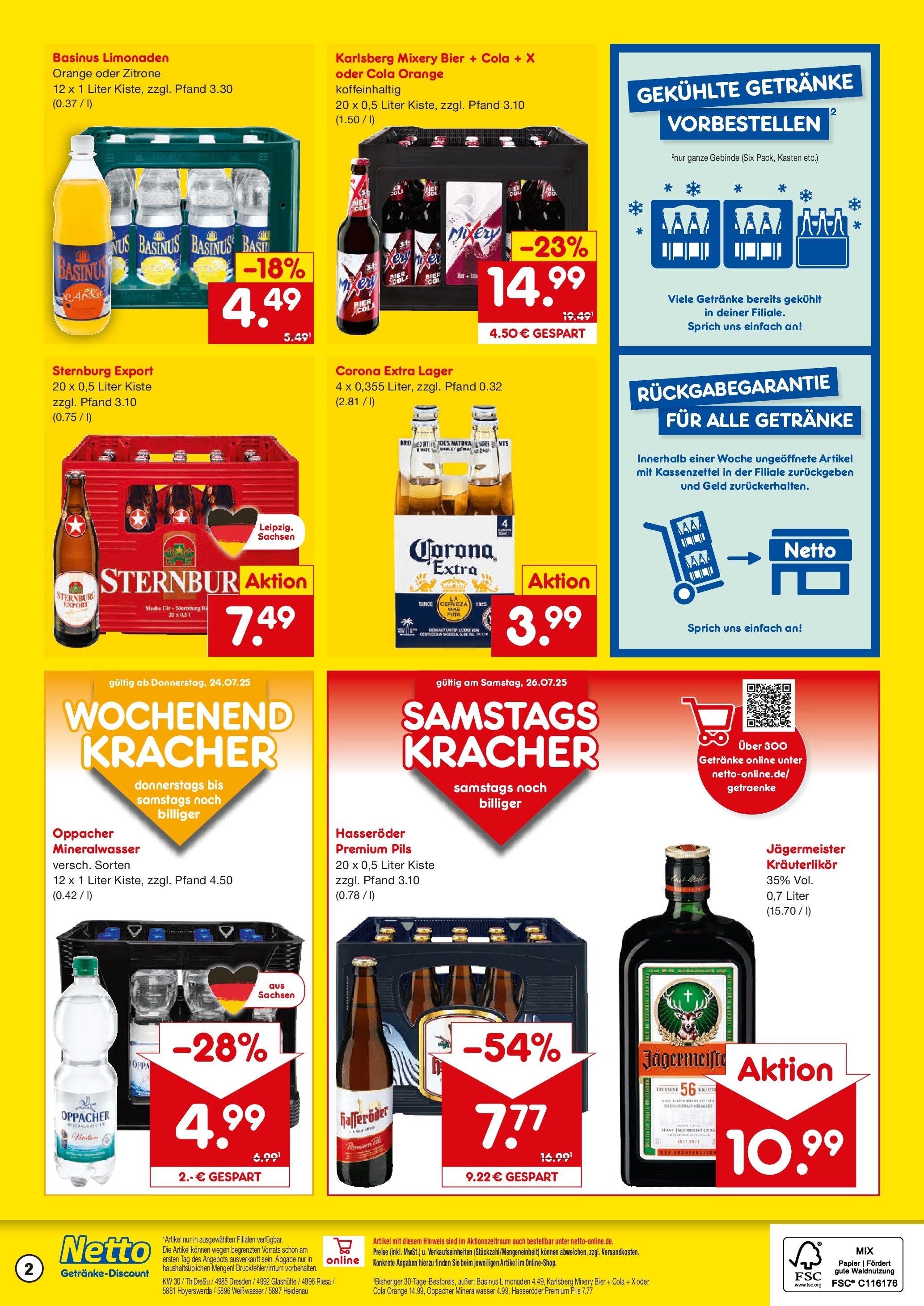 Netto Marken-Discount prospekt Glashütte-Schlottwitz	 (ab 21.07.2025) » Angebote | Seite: 2 | Produkte: Bier, Pils, Mineralwasser, Hasseröder