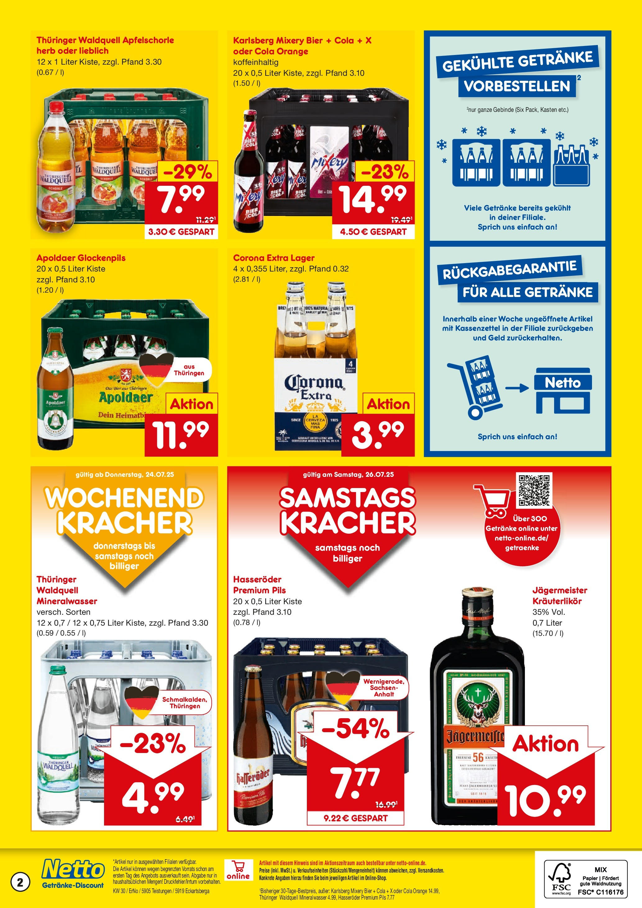 Netto Marken-Discount prospekt Eckartsberga	 (ab 21.07.2025) » Angebote | Seite: 2 | Produkte: Bier, Pils, Mixery, Hasseröder