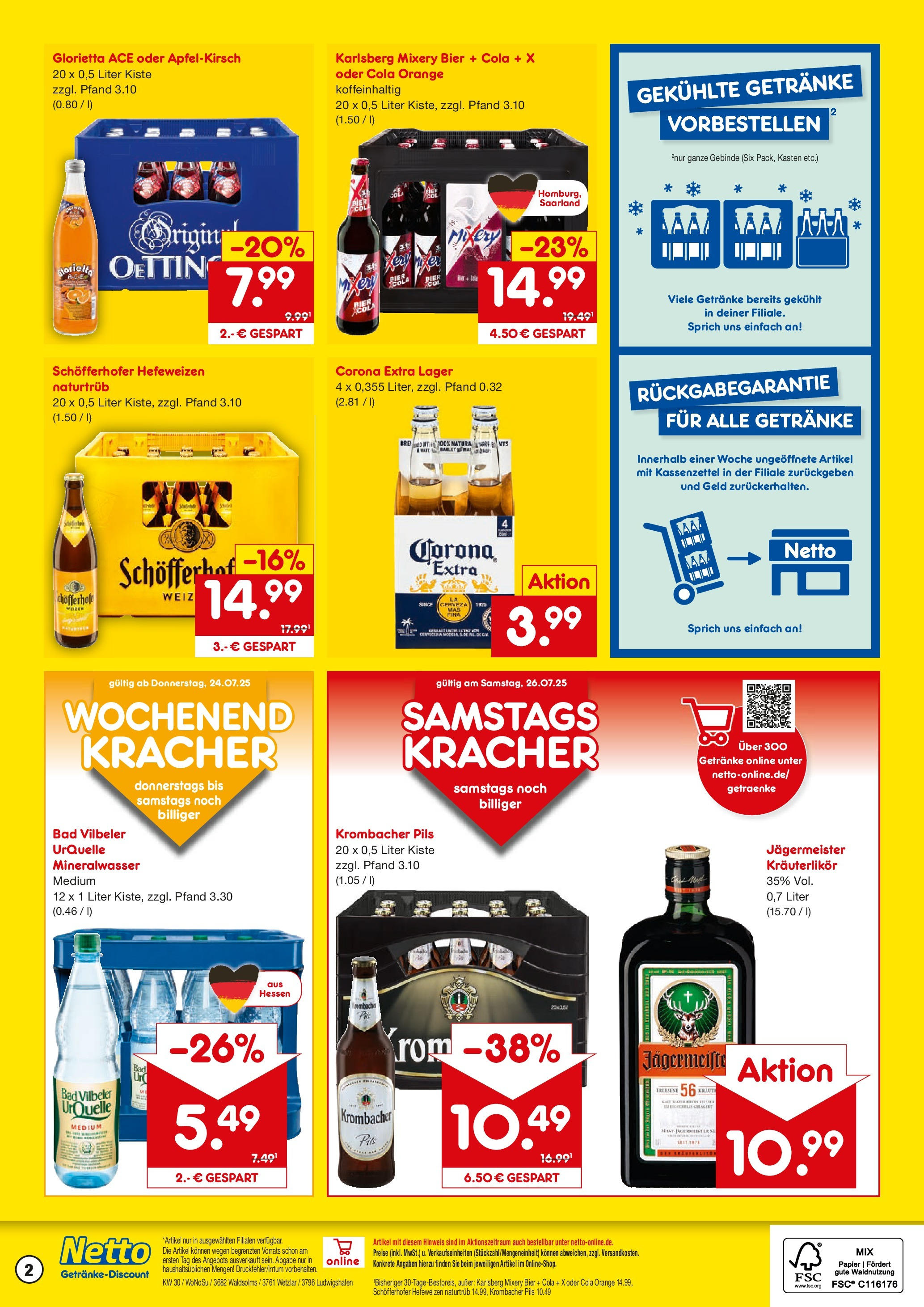Netto Marken-Discount prospekt Wetzlar-Naunheim	 (ab 21.07.2025) » Angebote | Seite: 2 | Produkte: Pils, Mineralwasser, Krombacher, Mixery