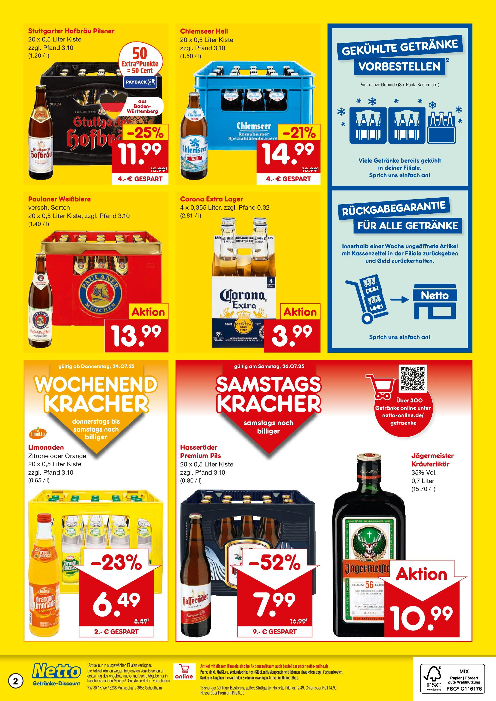Netto Marken-Discount prospekt Mainaschaff	 (ab 21.07.2025) » Angebote | Seite: 2 | Produkte: Pils, Limonade, Hasseröder, Paulaner