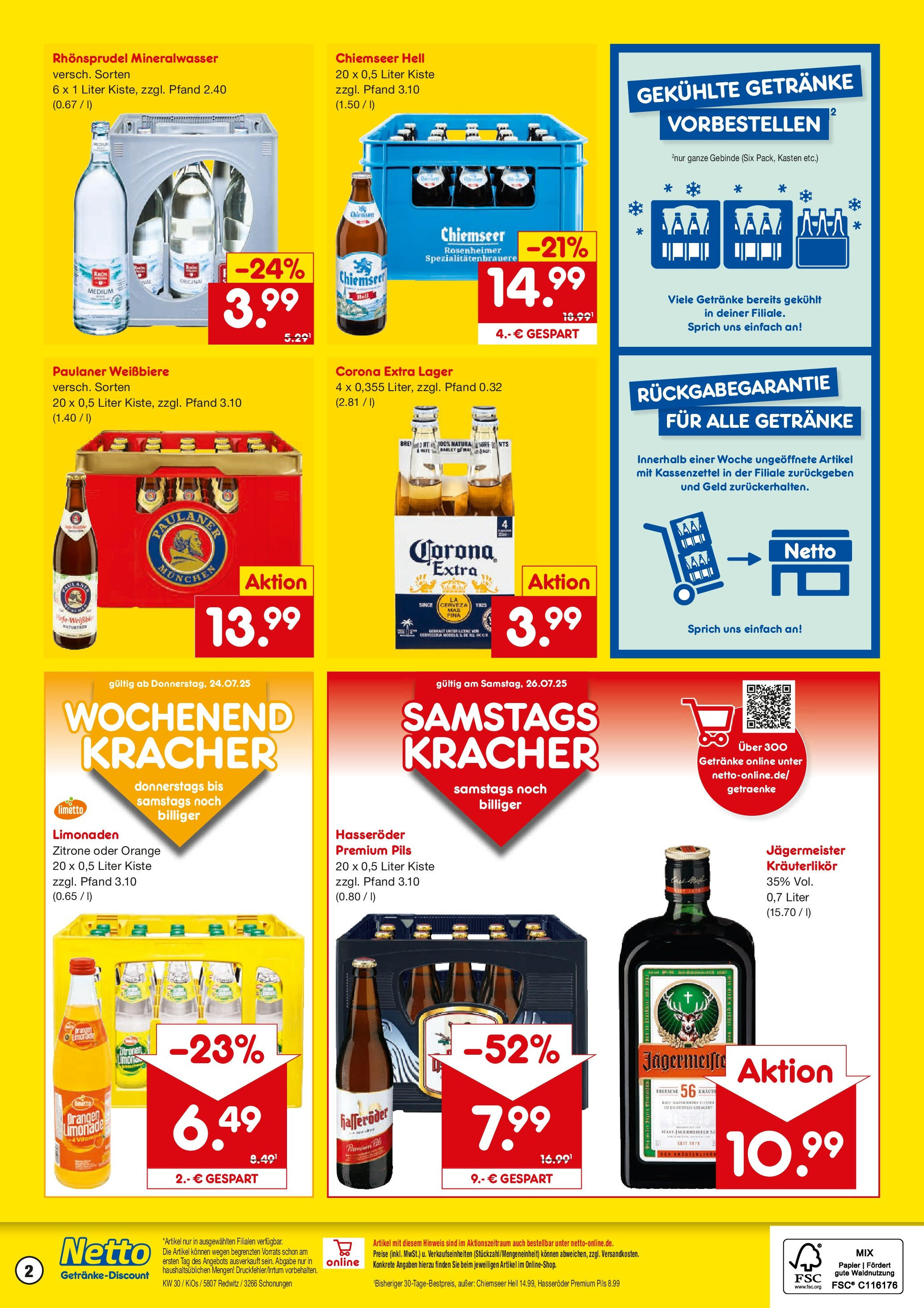 Netto Marken-Discount prospekt Schonungen	 (ab 21.07.2025) » Angebote | Seite: 2 | Produkte: Jägermeister, Rhonsprudel, Paulaner, Zitronen