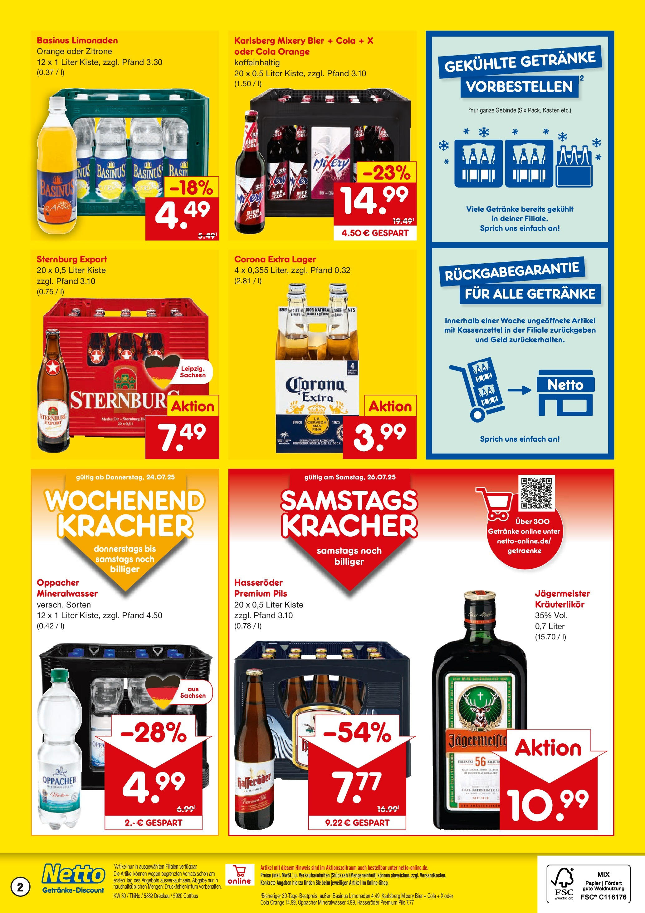Netto Marken-Discount prospekt Cottbus	 (ab 21.07.2025) » Angebote | Seite: 2 | Produkte: Mineralwasser, Jägermeister, Zitrone, Mixery