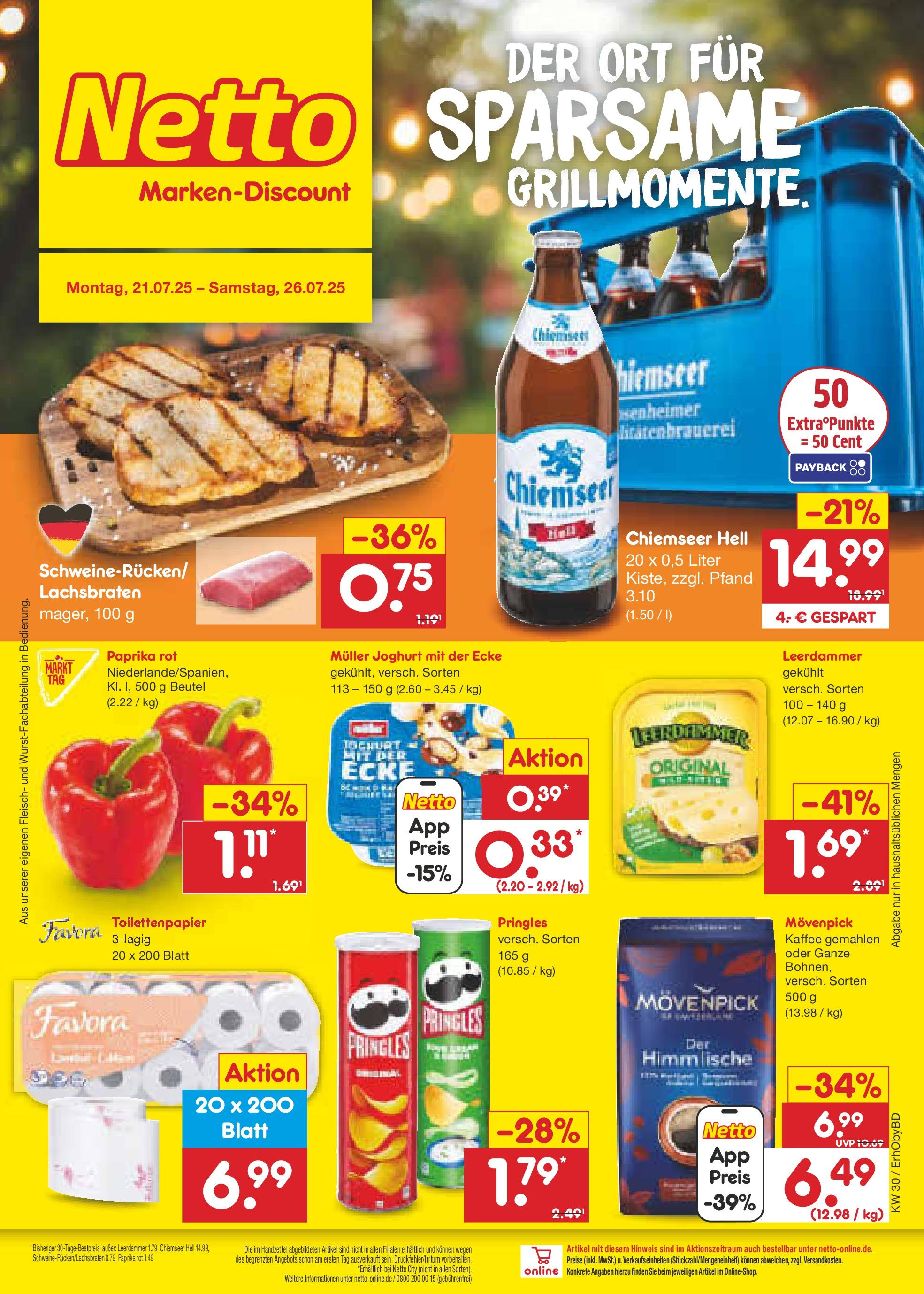 Netto Marken-Discount prospekt Velden (ab 21.07.2025) » Angebote | Seite: 1 | Produkte: Joghurt, Kaffee, Pringles, Fleisch Netto Marken-Discount prospekt Velden (ab 21.07.2025) » Angebote | Seite: 1 | Produkte: Joghurt, Kaffee, Pringles, Fleisch