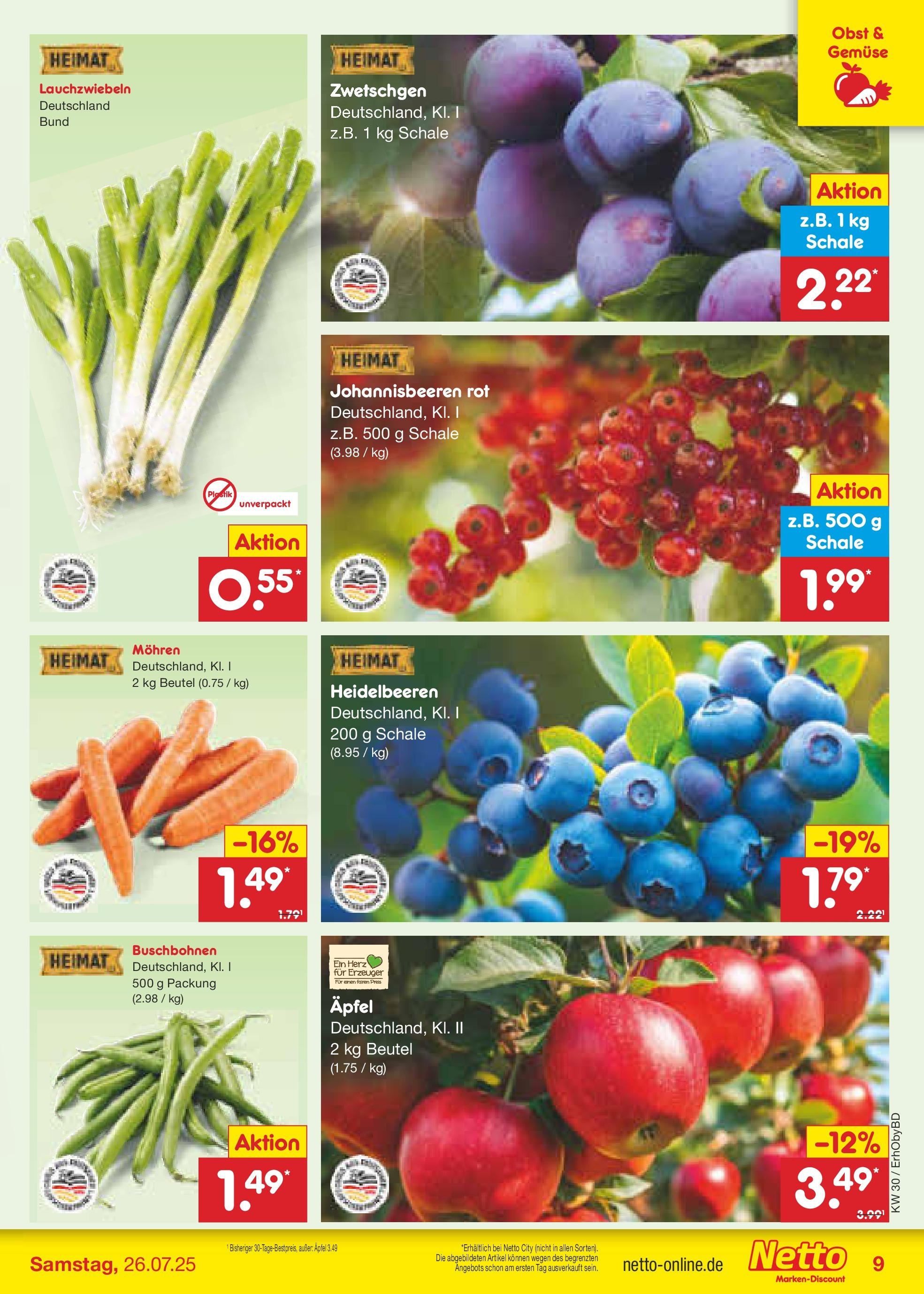 Netto Marken-Discount prospekt Velden (ab 21.07.2025) » Angebote | Seite: 11 | Produkte: Zwetschgen, Mohren, Heidelbeeren, Obst Netto Marken-Discount prospekt Velden (ab 21.07.2025) » Angebote | Seite: 11 | Produkte: Zwetschgen, Mohren, Heidelbeeren, Obst