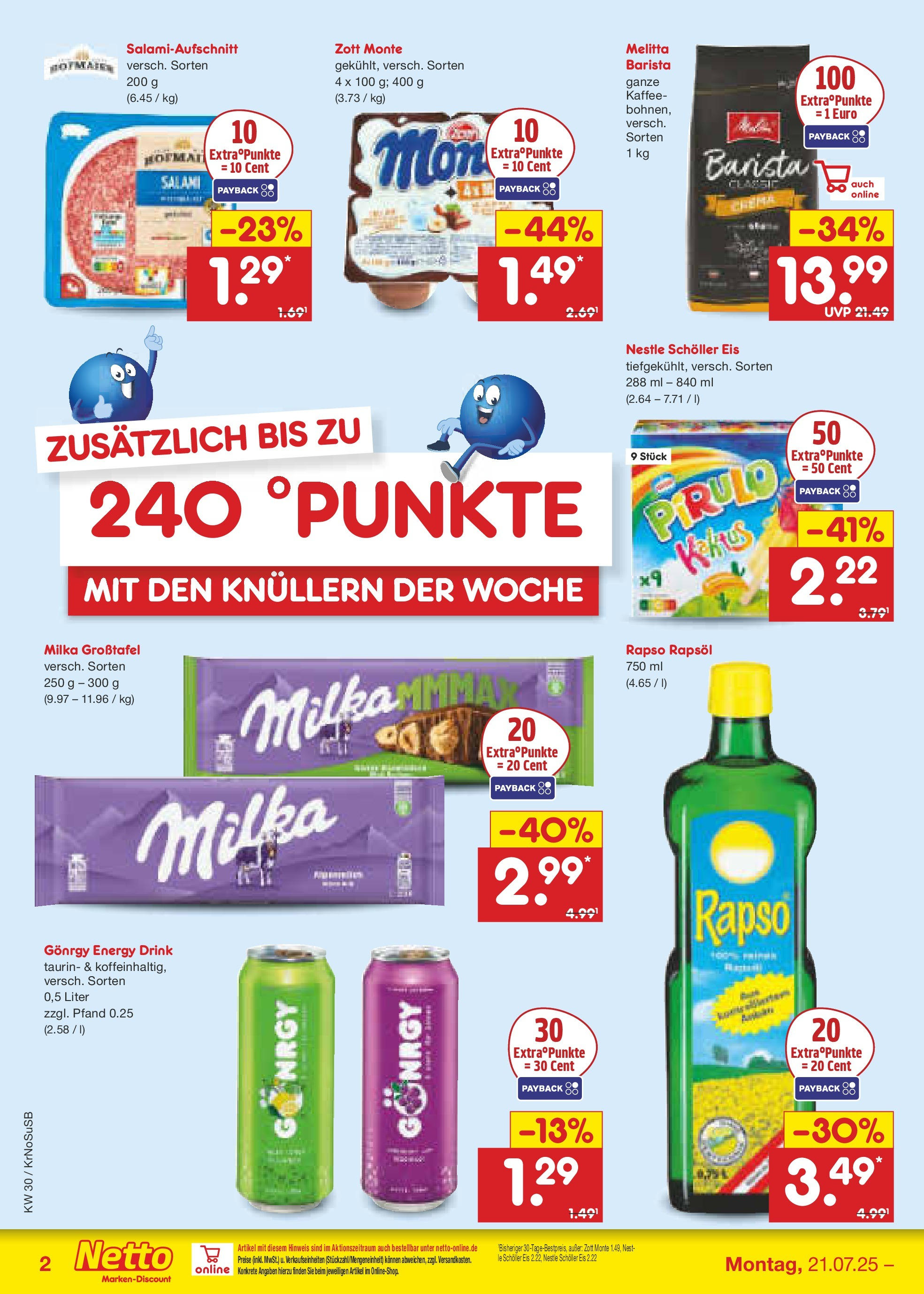 Netto Marken-Discount prospekt Duisburg	 (ab 21.07.2025) » Angebote | Seite: 2 | Produkte: Melitta, Kaffee, Milka, Salami