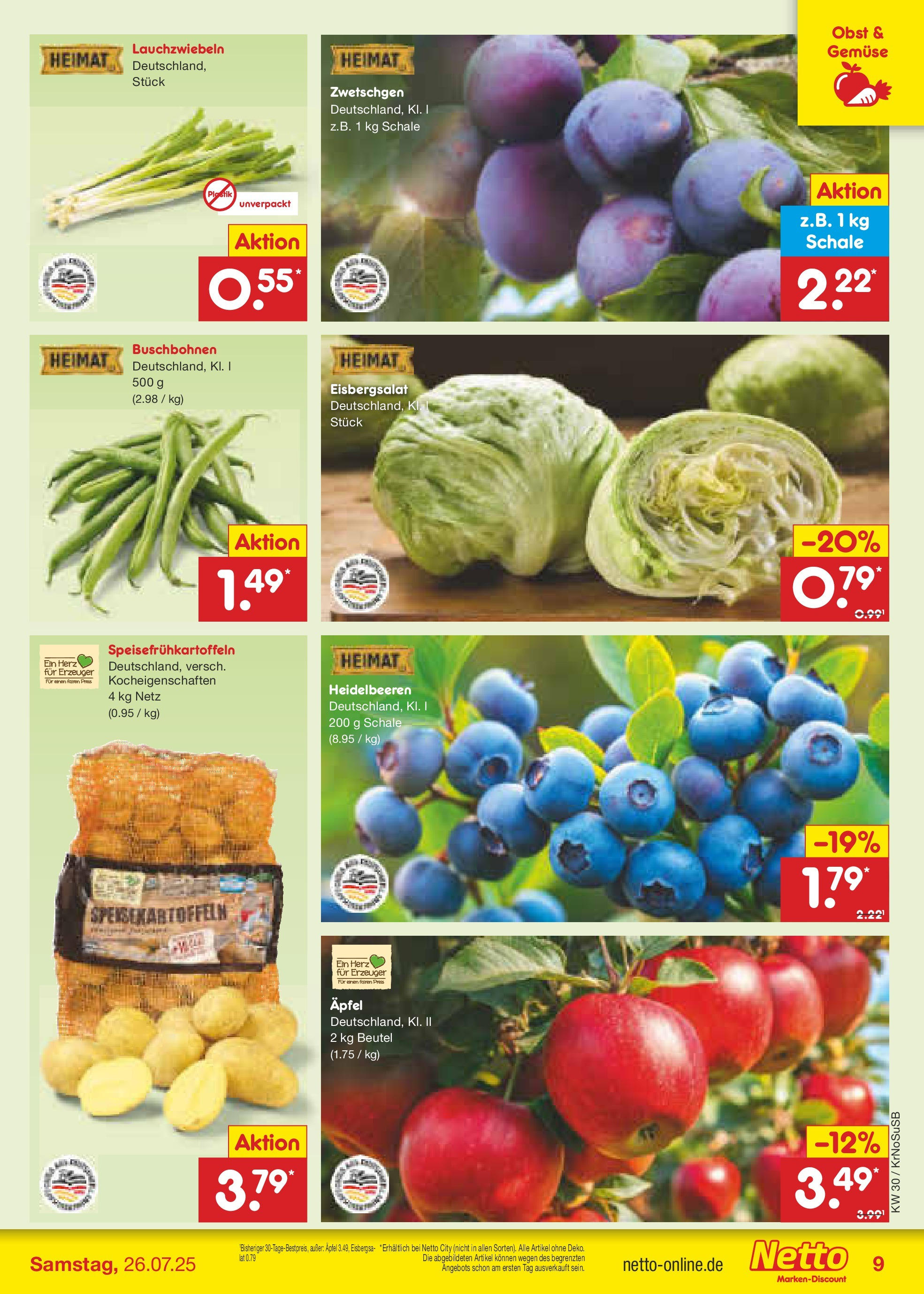 Netto Marken-Discount prospekt Duisburg	 (ab 21.07.2025) » Angebote | Seite: 11 | Produkte: Zwetschgen, Eisbergsalat, Heidelbeeren, Gemüse