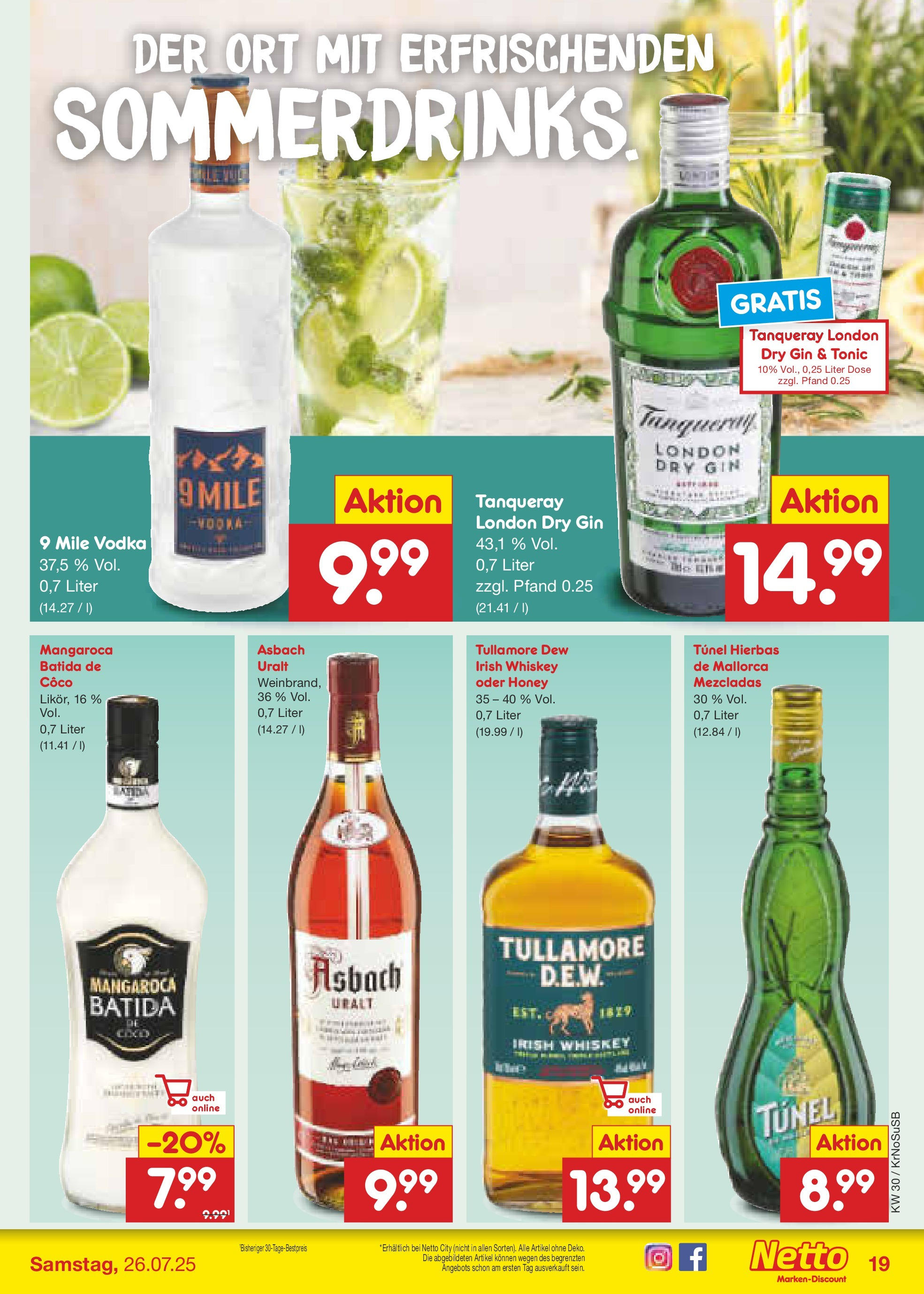 Netto Marken-Discount prospekt Duisburg	 (ab 21.07.2025) » Angebote | Seite: 27 | Produkte: Vodka, Gin, Whiskey, Asbach
