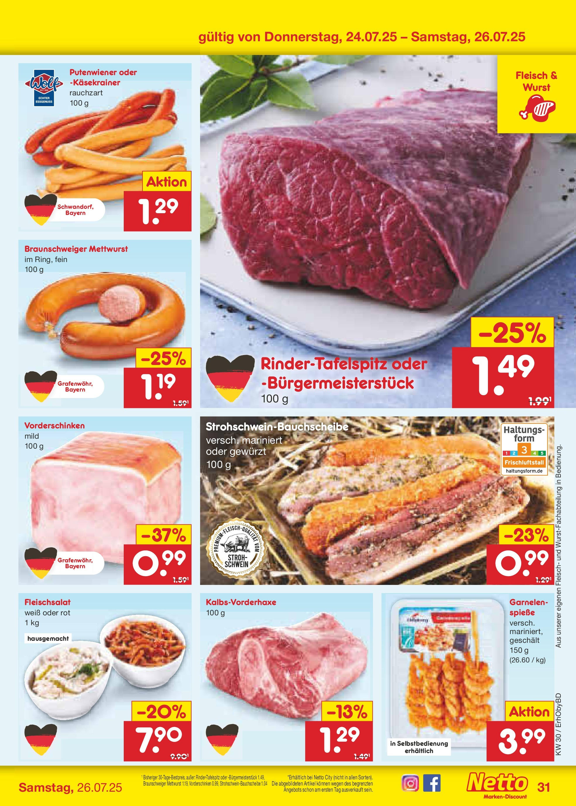 Netto Marken-Discount prospekt Velden (ab 21.07.2025) » Angebote | Seite: 49 | Produkte: Käsekrainer, Spieße, Garnelen, Wurst Netto Marken-Discount prospekt Velden (ab 21.07.2025) » Angebote | Seite: 49 | Produkte: Käsekrainer, Spieße, Garnelen, Wurst