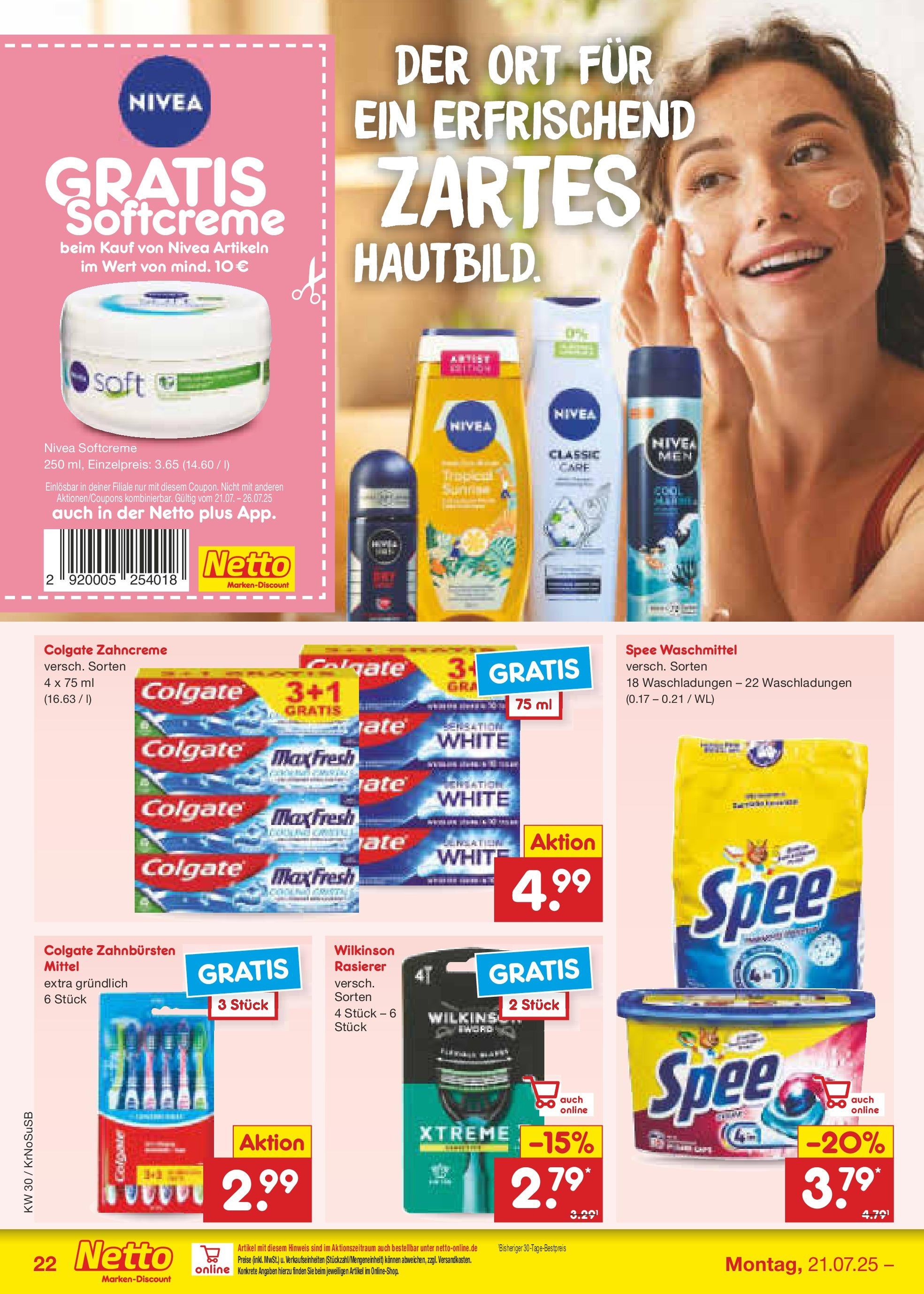 Netto Marken-Discount prospekt Duisburg	 (ab 21.07.2025) » Angebote | Seite: 36 | Produkte: Rasierer, Spee, Waschmittel