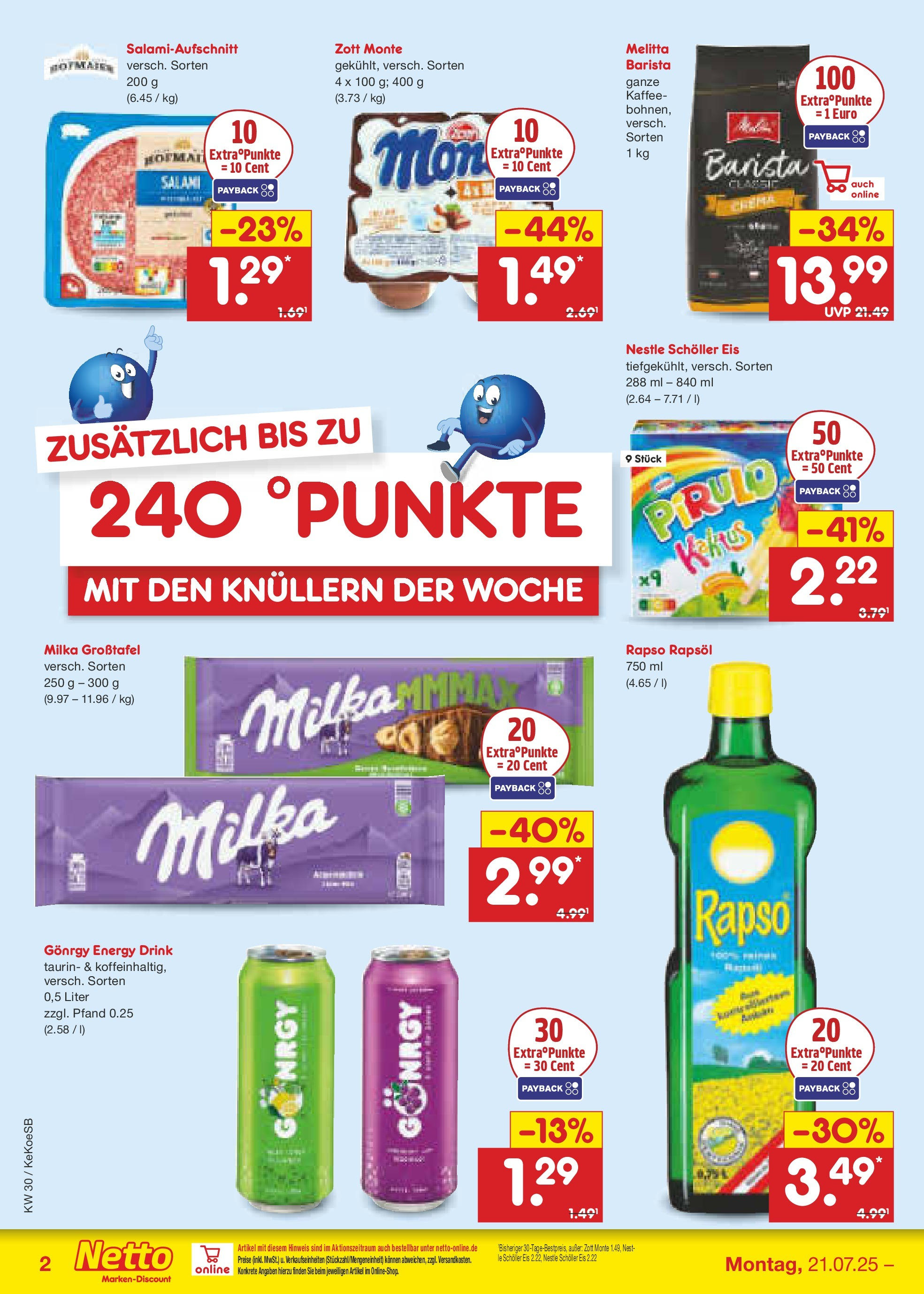 Netto Marken-Discount prospekt Köln	 (ab 21.07.2025) » Angebote | Seite: 2 | Produkte: Melitta, Energy, Rapsöl, Rapso rapsol