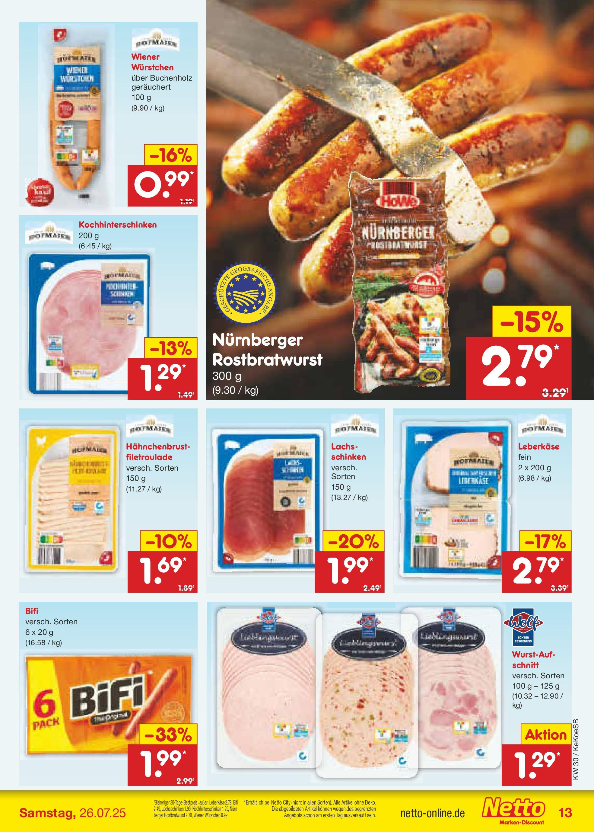 Netto Marken-Discount prospekt Köln	 (ab 21.07.2025) » Angebote | Seite: 17 | Produkte: Lachs, Schinken, Hahnchenbrust, Leberkase