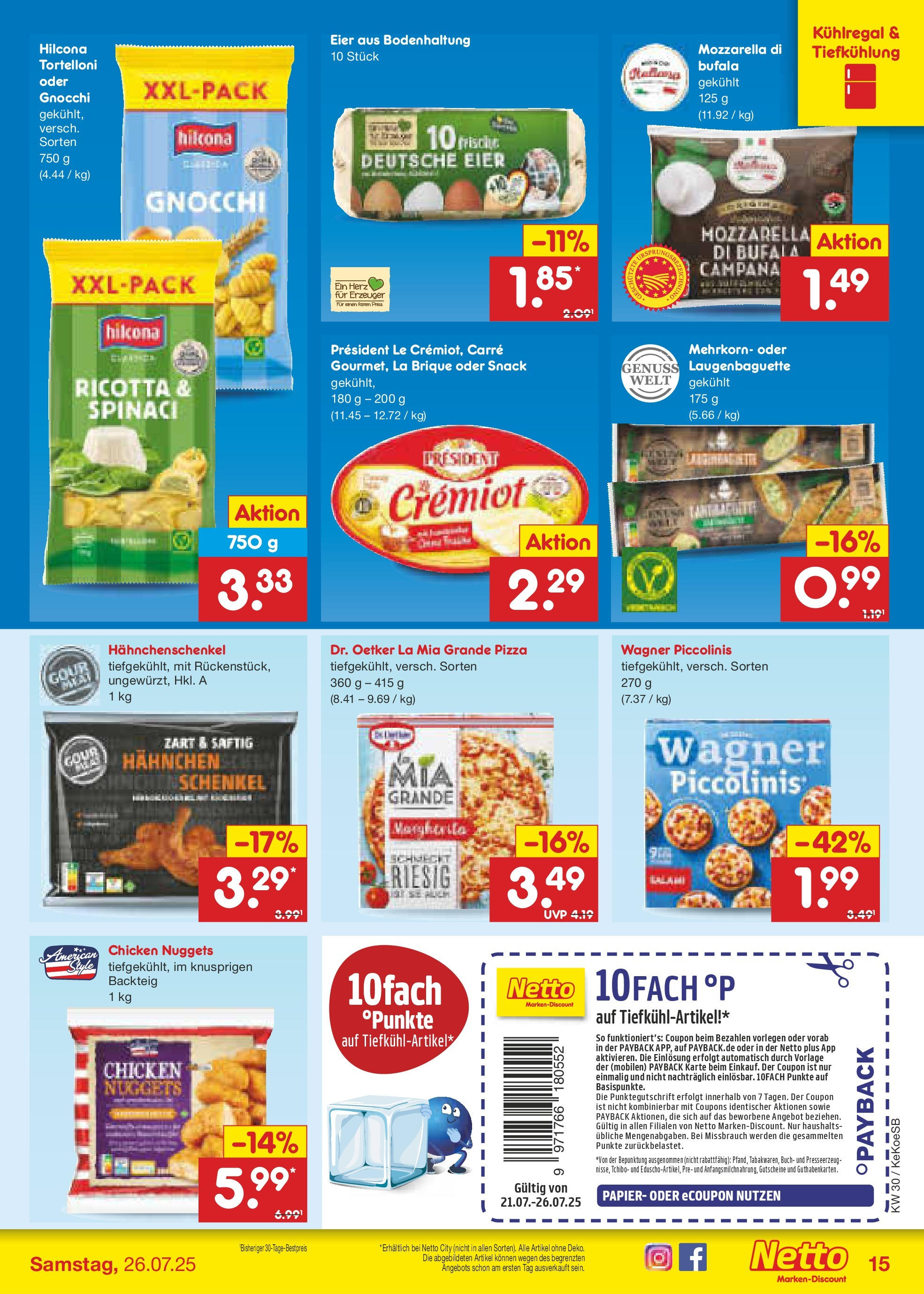 Netto Marken-Discount prospekt Köln	 (ab 21.07.2025) » Angebote | Seite: 19 | Produkte: Hahnchen, Hahnchenschenkel, Eier, Piccolinis
