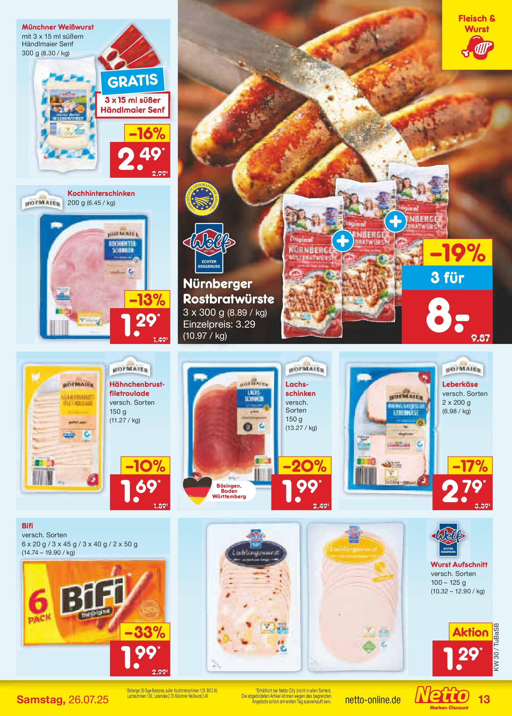 Netto Marken-Discount prospekt Lahr-Langenwinkel (ab 21.07.2025) » Angebote | Seite: 17 | Produkte: Lachs, Wurst, Schinken, Leberkase Netto Marken-Discount prospekt Lahr-Langenwinkel (ab 21.07.2025) » Angebote | Seite: 17 | Produkte: Lachs, Wurst, Schinken, Leberkase