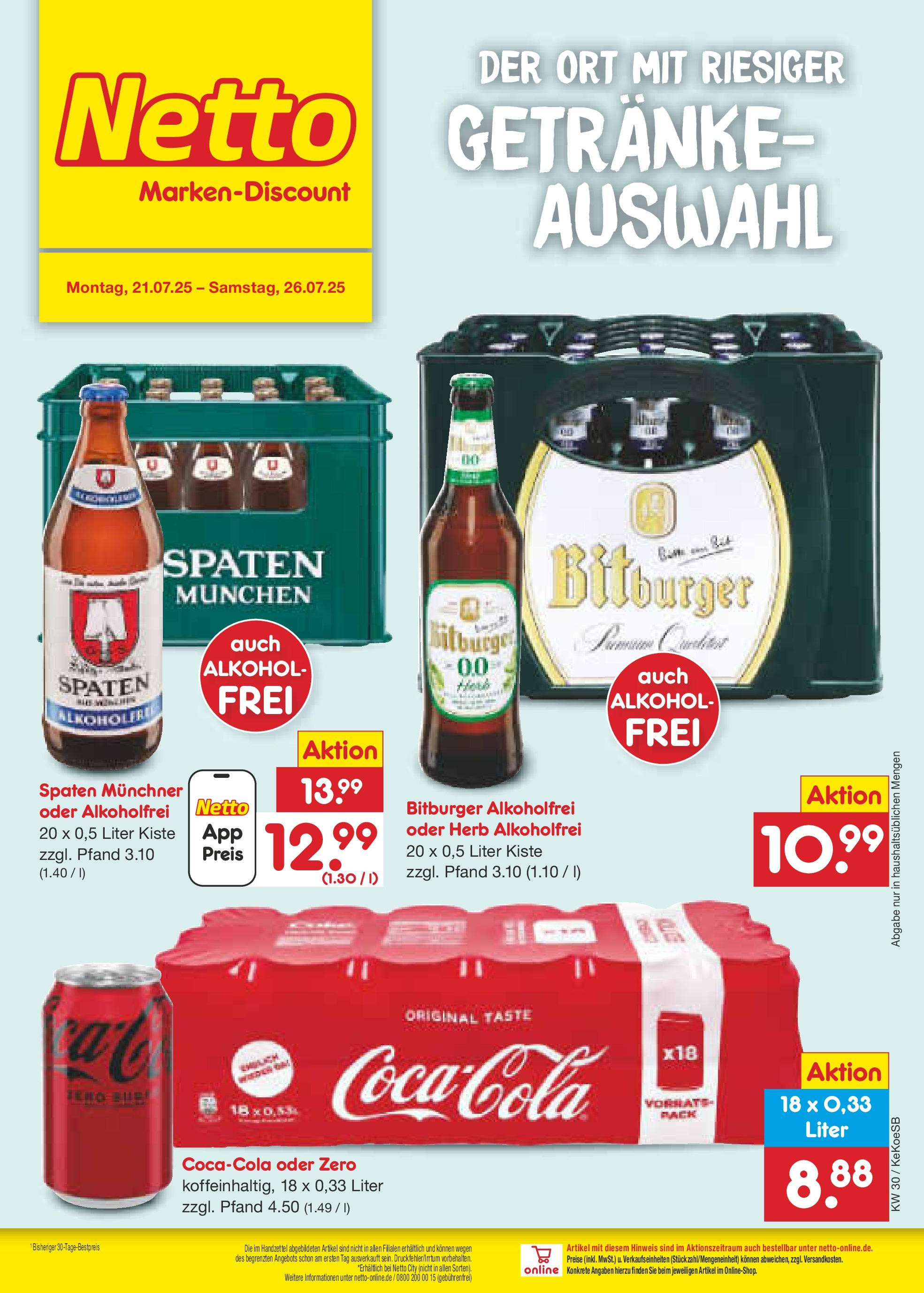 Netto Marken-Discount prospekt Köln	 (ab 21.07.2025) » Angebote | Seite: 30 | Produkte: Bitburger