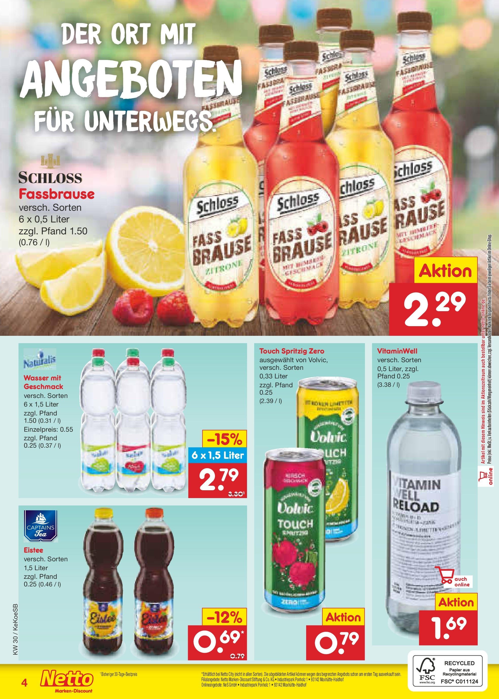 Netto Marken-Discount prospekt Köln	 (ab 21.07.2025) » Angebote | Seite: 31 | Produkte: Wasser, Zitrone, Fassbrause, Volvic
