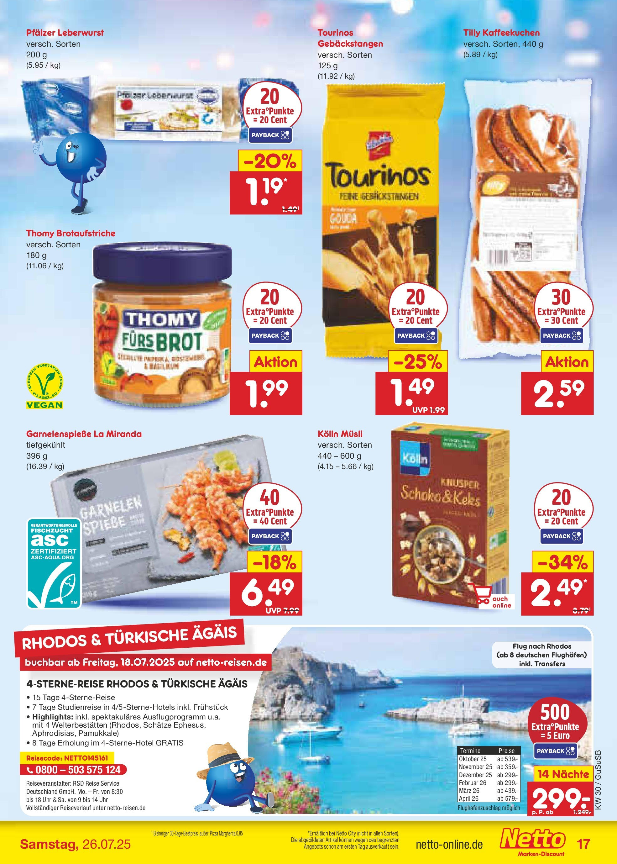 Netto Marken-Discount prospekt Rodewisch	 (ab 21.07.2025) » Angebote | Seite: 23 | Produkte: Kolln, Garnelen, Brot, Uhr