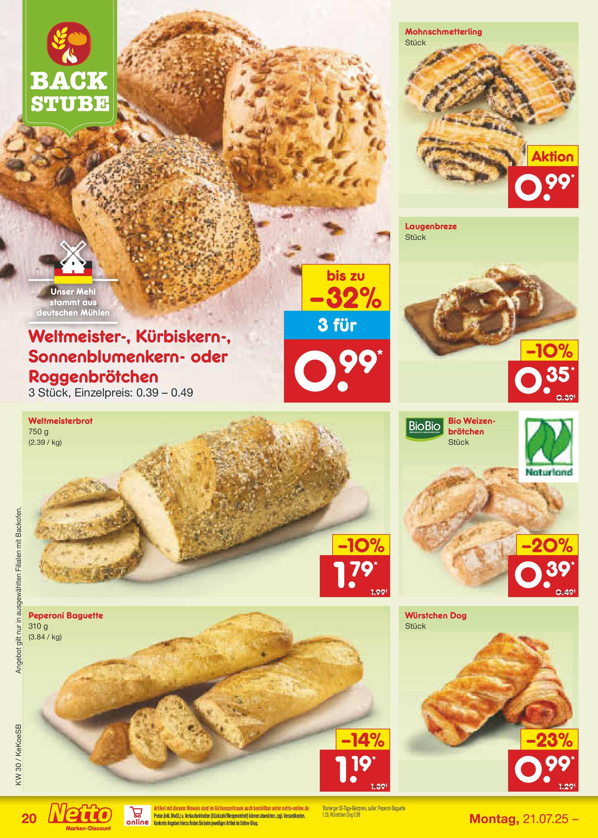 Netto Marken-Discount prospekt Köln	 (ab 21.07.2025) » Angebote | Seite: 34 | Produkte: Mehl, Baguette