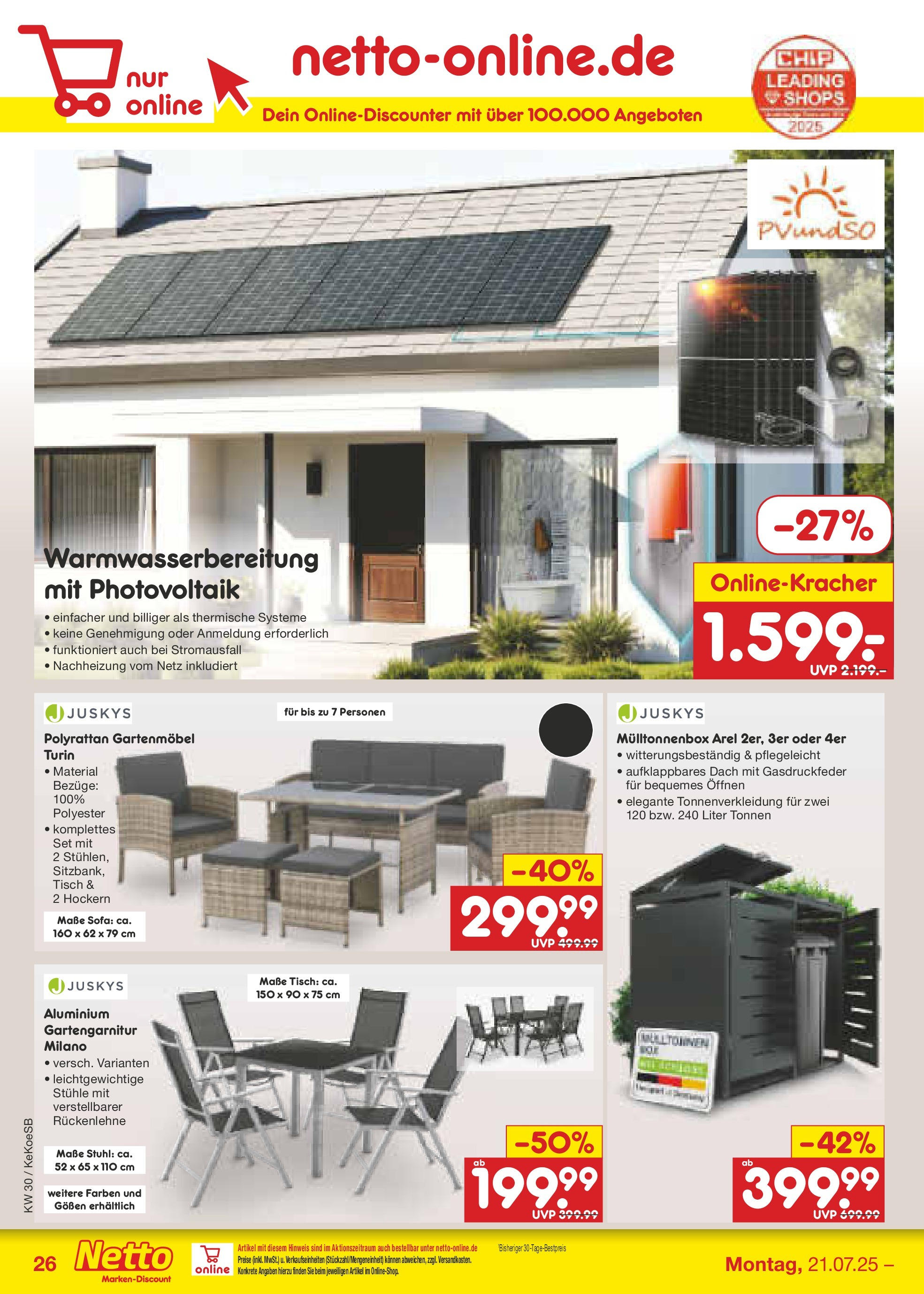 Netto Marken-Discount prospekt Köln	 (ab 21.07.2025) » Angebote | Seite: 42 | Produkte: Sofa, Tisch, Stuhl, Gartenmöbel