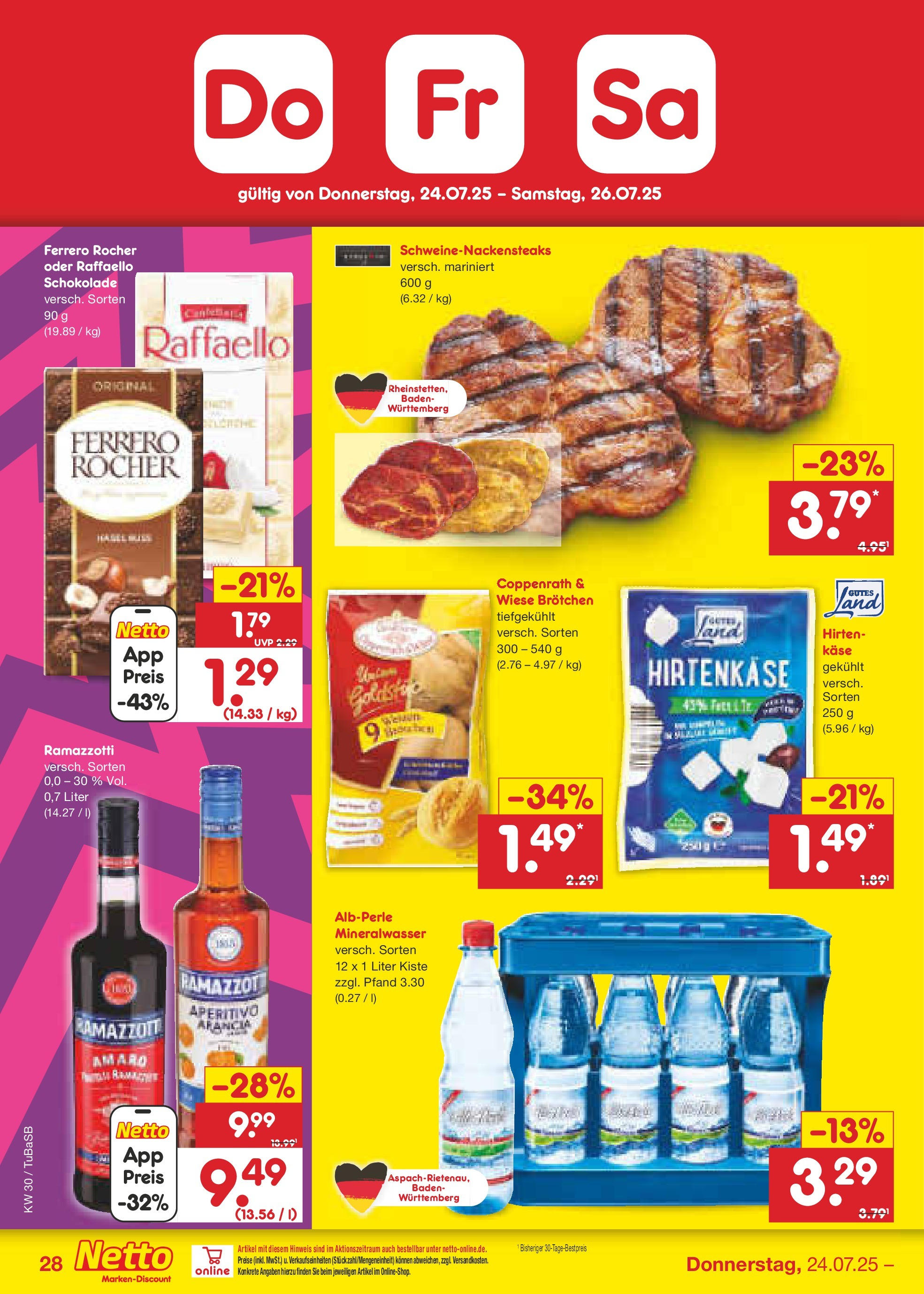 Netto Marken-Discount prospekt Lahr-Langenwinkel (ab 21.07.2025) » Angebote | Seite: 46 | Produkte: Raffaello, Ferrero rocher, Käse, Ramazzotti Netto Marken-Discount prospekt Lahr-Langenwinkel (ab 21.07.2025) » Angebote | Seite: 46 | Produkte: Raffaello, Ferrero rocher, Käse, Ramazzotti