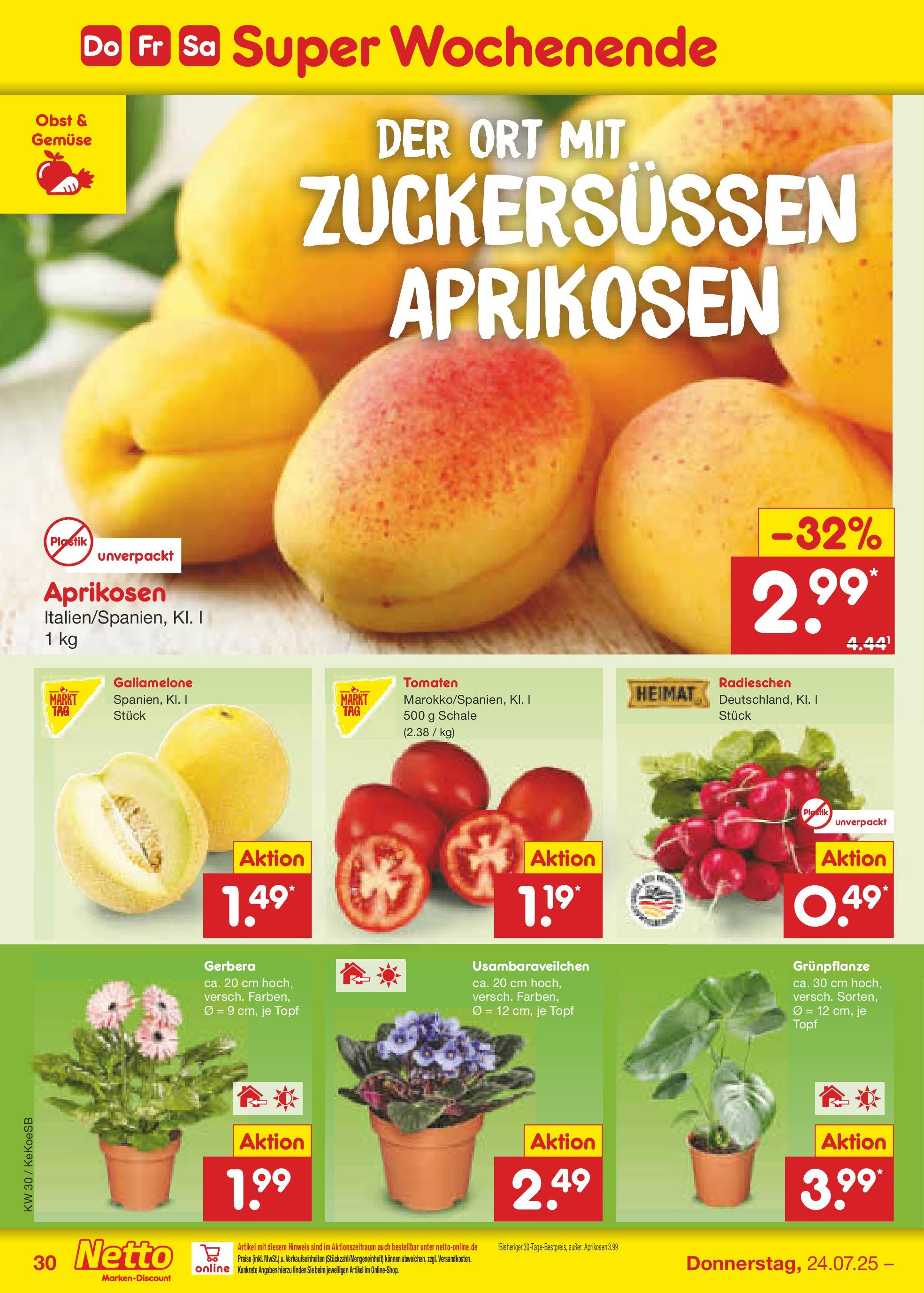 Netto Marken-Discount prospekt Köln	 (ab 21.07.2025) » Angebote | Seite: 48 | Produkte: Tomaten, Gemüse, Obst