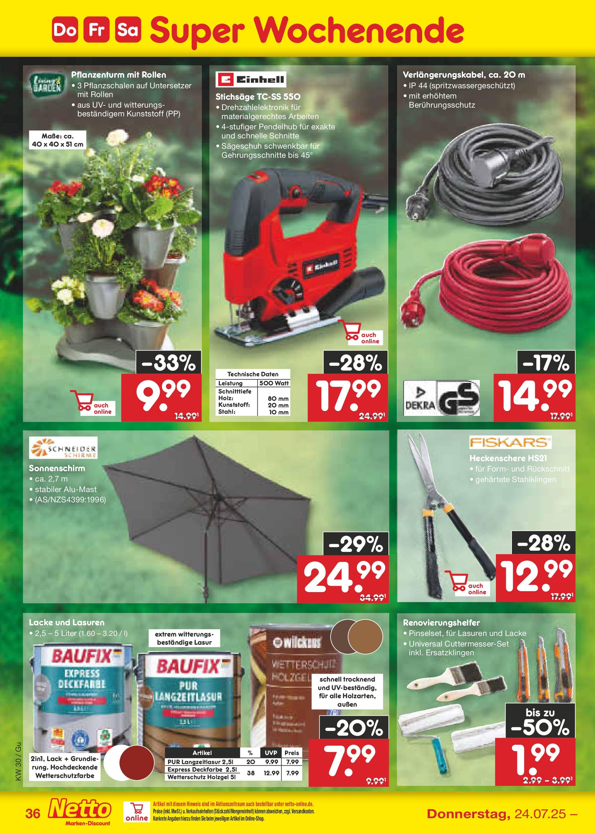 Netto Marken-Discount prospekt Rodewisch	 (ab 21.07.2025) » Angebote | Seite: 58 | Produkte: Sonnenschirm