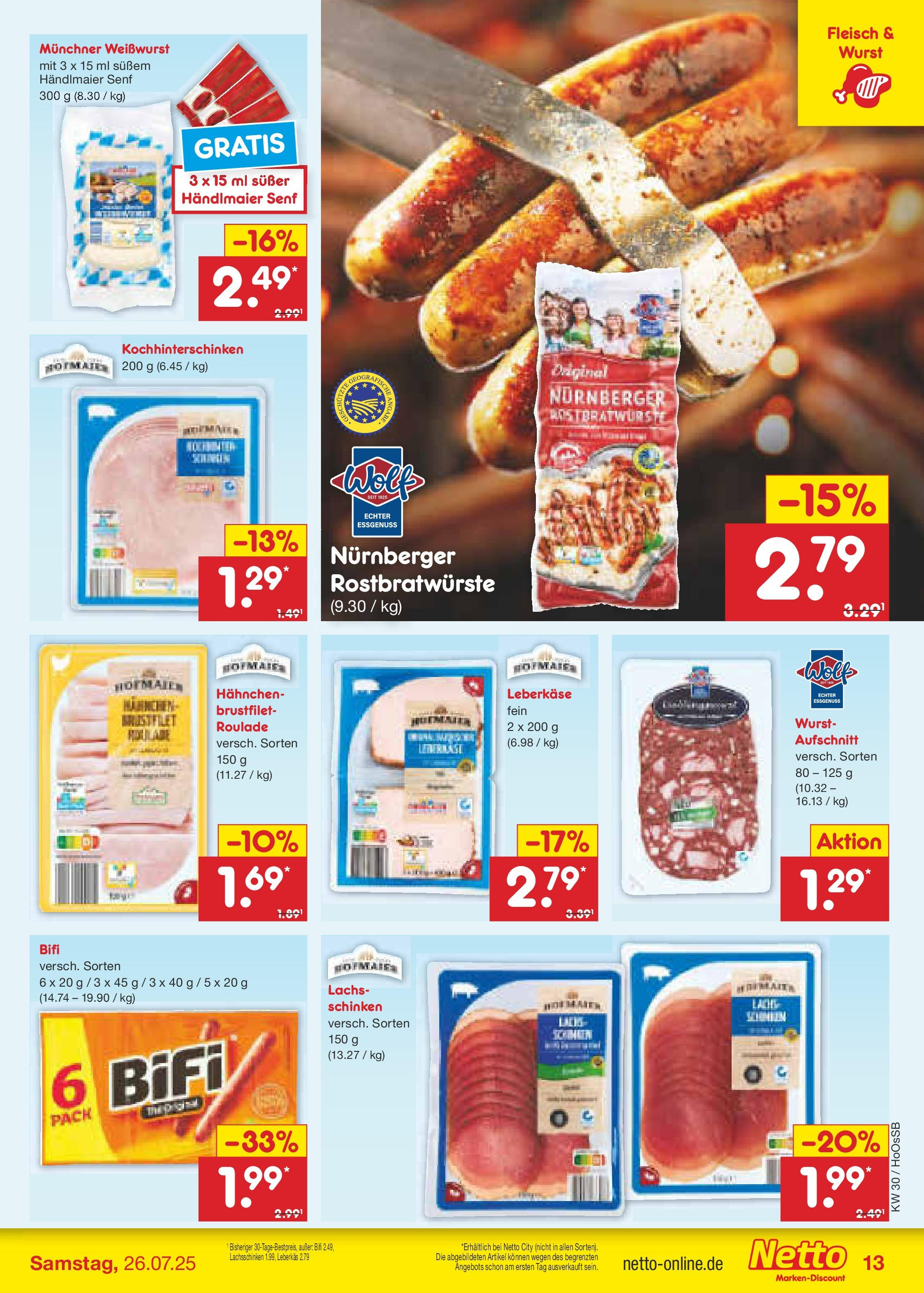 Netto Marken-Discount prospekt Braunschweig-Lamme (ab 21.07.2025) » Angebote | Seite: 17 | Produkte: Hahnchen, Lachs, Wurst, Fleisch Netto Marken-Discount prospekt Braunschweig-Lamme (ab 21.07.2025) » Angebote | Seite: 17 | Produkte: Hahnchen, Lachs, Wurst, Fleisch