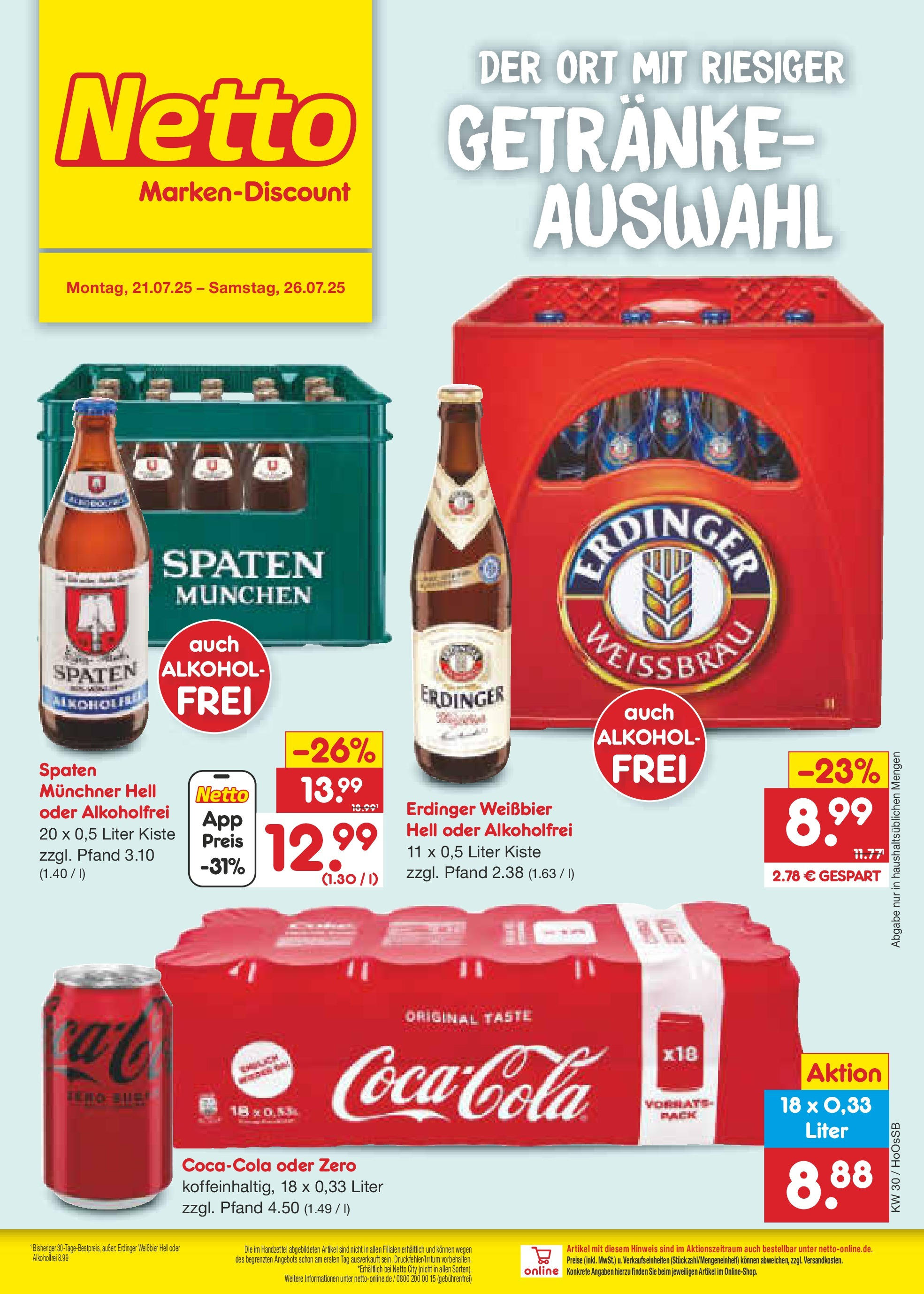 Netto Marken-Discount prospekt Braunschweig-Lamme (ab 21.07.2025) » Angebote | Seite: 30 | Produkte: Erdinger, Weißbier Netto Marken-Discount prospekt Braunschweig-Lamme (ab 21.07.2025) » Angebote | Seite: 30 | Produkte: Erdinger, Weißbier