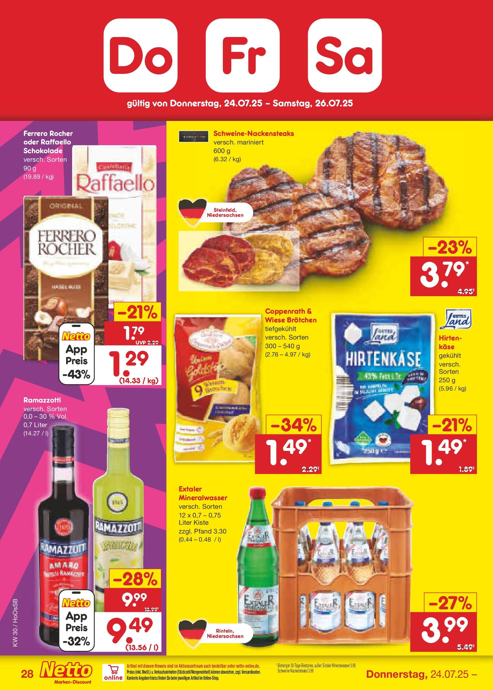 Netto Marken-Discount prospekt Braunschweig-Lamme (ab 21.07.2025) » Angebote | Seite: 46 | Produkte: Raffaello, Ferrero rocher, Mineralwasser, Ramazzotti Netto Marken-Discount prospekt Braunschweig-Lamme (ab 21.07.2025) » Angebote | Seite: 46 | Produkte: Raffaello, Ferrero rocher, Mineralwasser, Ramazzotti