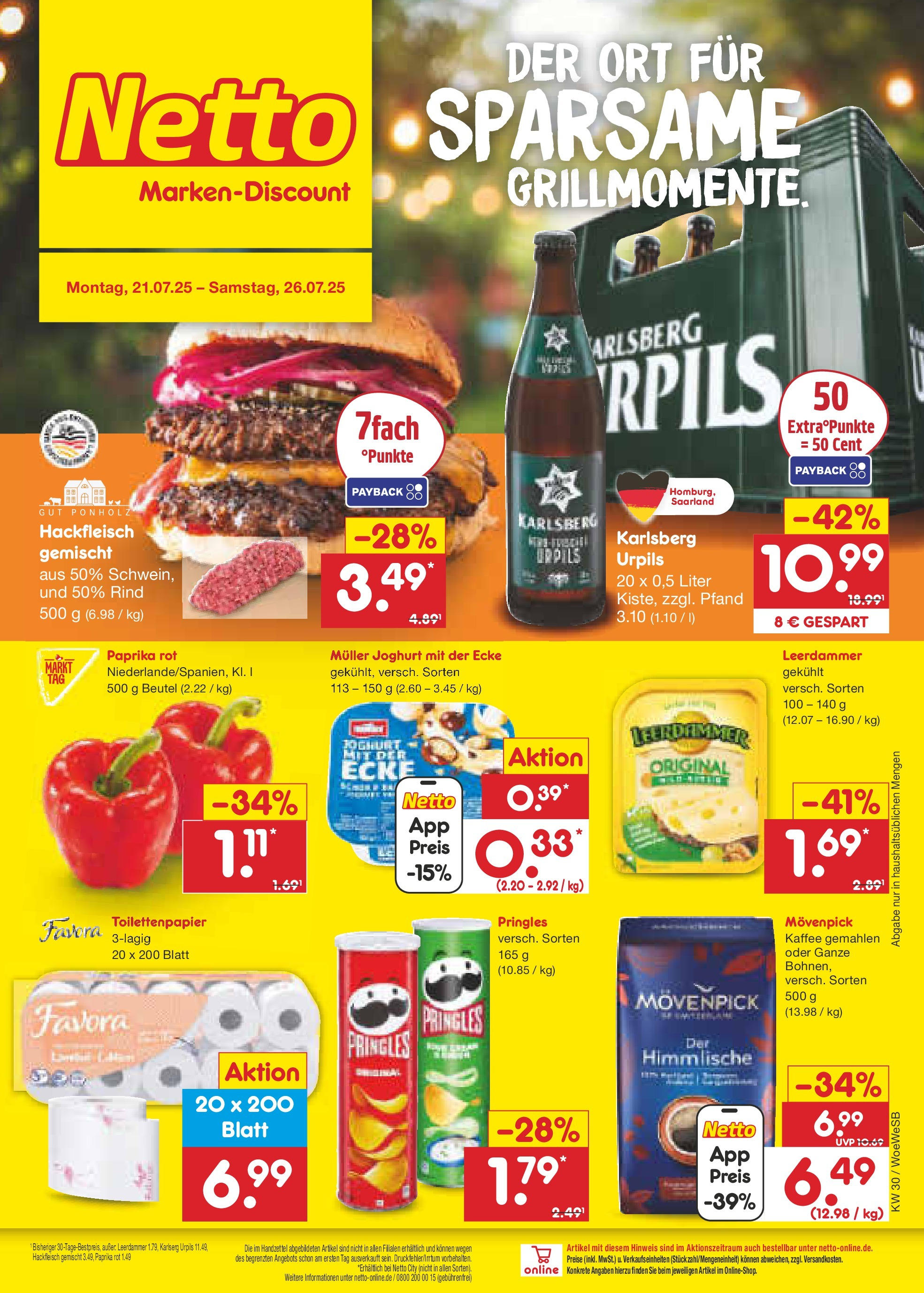 Netto Marken-Discount prospekt Katzweiler (ab 21.07.2025) » Angebote | Seite: 1 | Produkte: Kaffee, Paprika rot, Leerdammer, Toilettenpapier Netto Marken-Discount prospekt Katzweiler (ab 21.07.2025) » Angebote | Seite: 1 | Produkte: Kaffee, Paprika rot, Leerdammer, Toilettenpapier