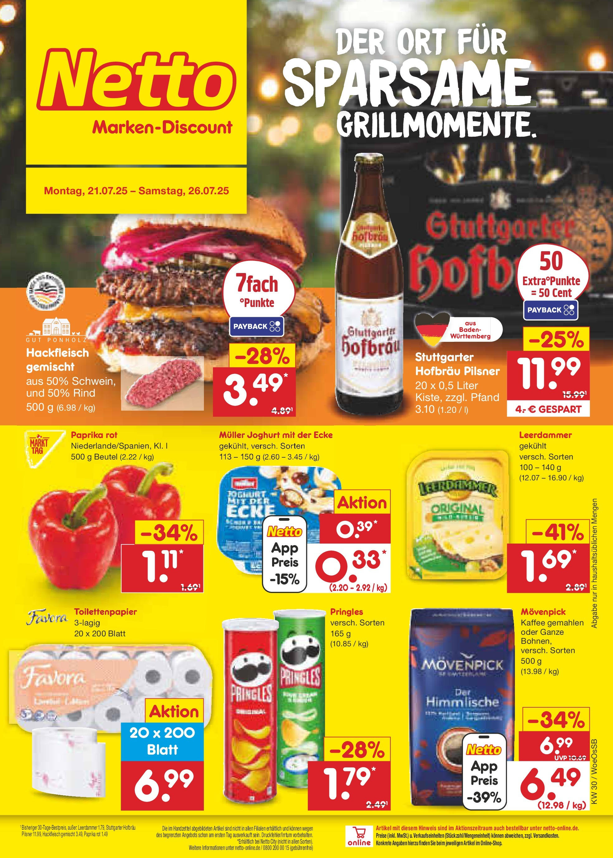 Netto Marken-Discount prospekt Gemmingen (ab 21.07.2025) » Angebote | Seite: 1 | Produkte: Paprika rot, Paprika, Hackfleisch, Toilettenpapier Netto Marken-Discount prospekt Gemmingen (ab 21.07.2025) » Angebote | Seite: 1 | Produkte: Paprika rot, Paprika, Hackfleisch, Toilettenpapier