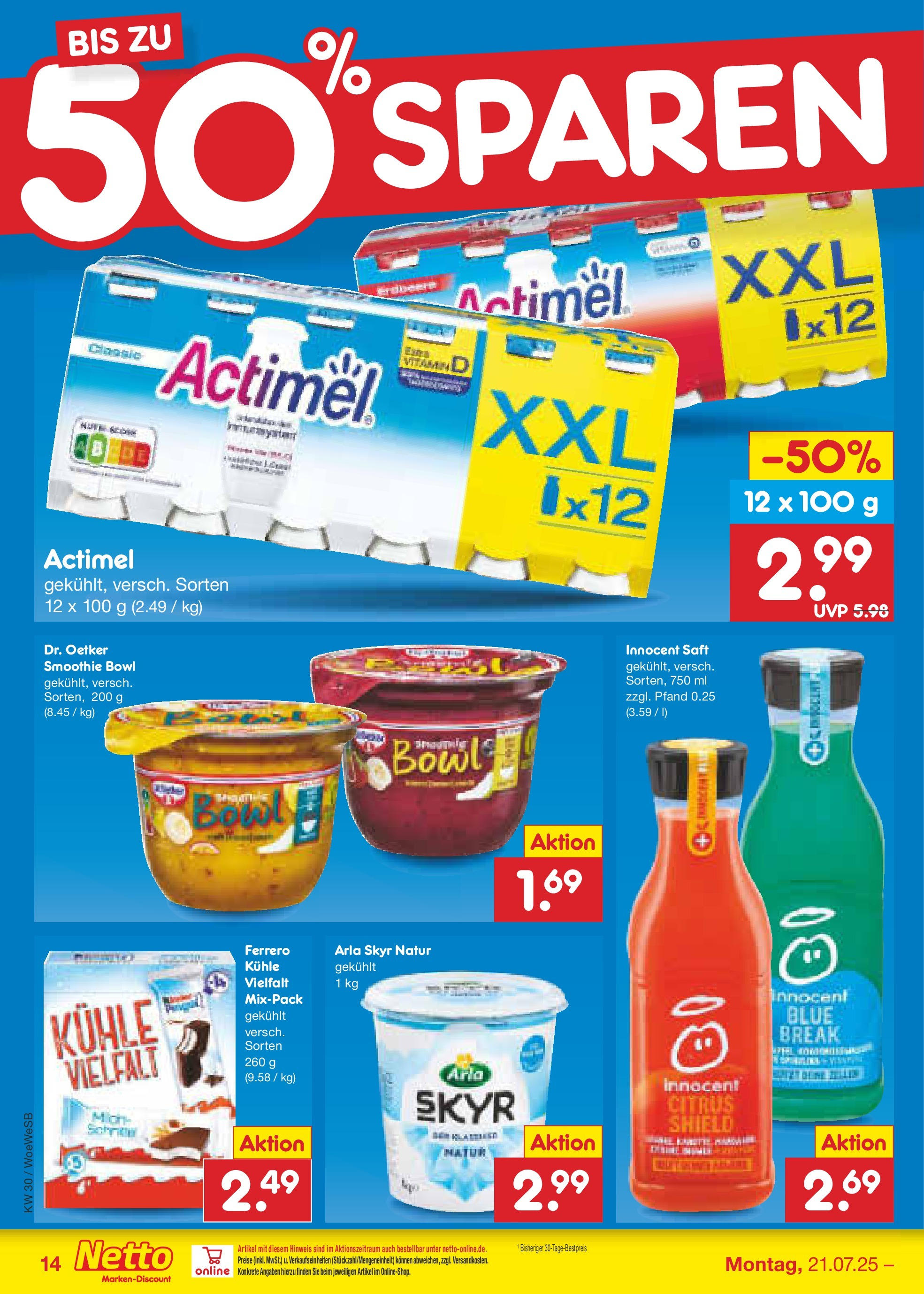 Netto Marken-Discount prospekt Katzweiler (ab 21.07.2025) » Angebote | Seite: 18 | Produkte: Actimel, Skyr, Arla skyr, Saft Netto Marken-Discount prospekt Katzweiler (ab 21.07.2025) » Angebote | Seite: 18 | Produkte: Actimel, Skyr, Arla skyr, Saft