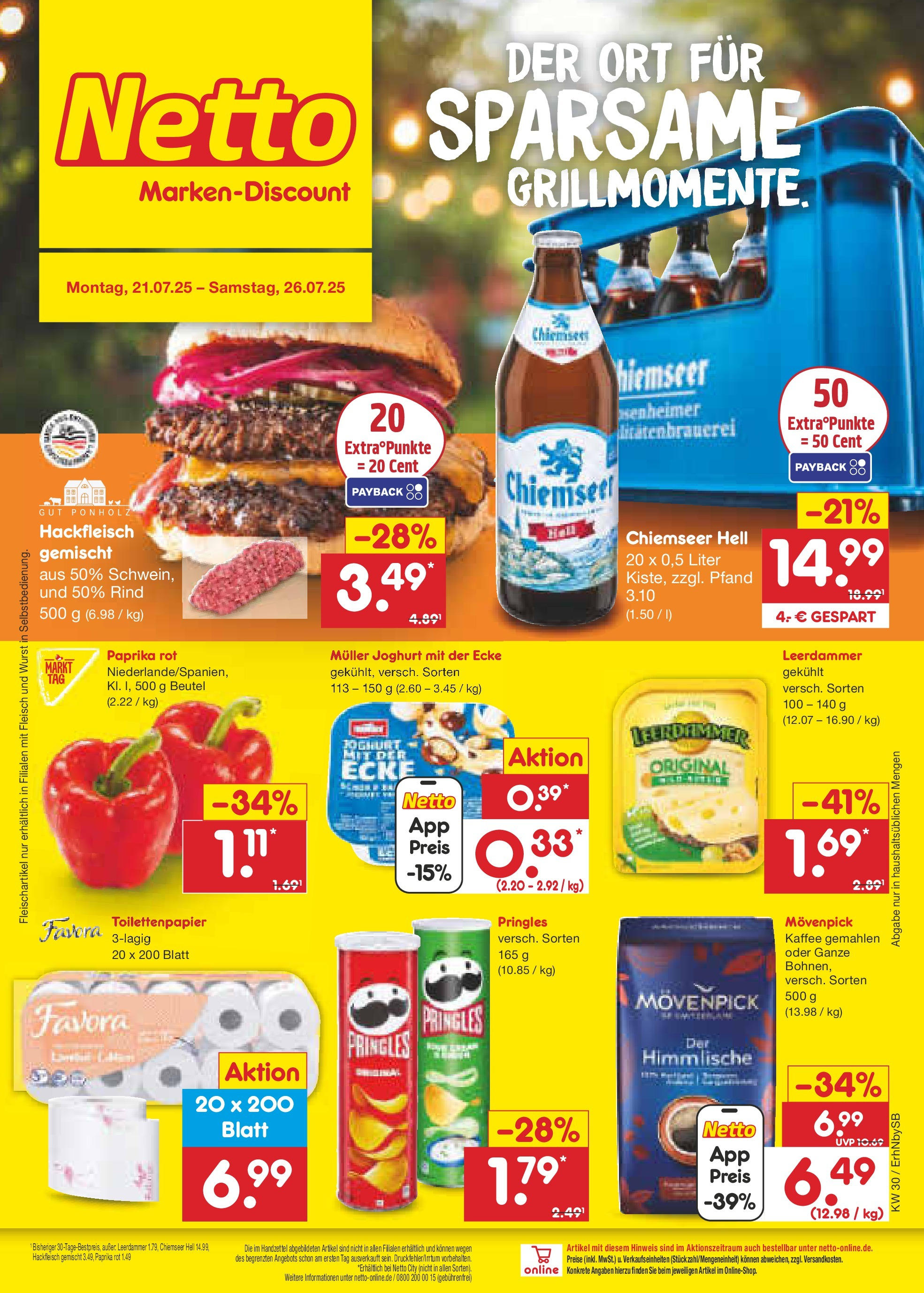 Netto Marken-Discount prospekt Metten (ab 21.07.2025) » Angebote | Seite: 1 | Produkte: Joghurt, Paprika rot, Fleisch, Toilettenpapier Netto Marken-Discount prospekt Metten (ab 21.07.2025) » Angebote | Seite: 1 | Produkte: Joghurt, Paprika rot, Fleisch, Toilettenpapier