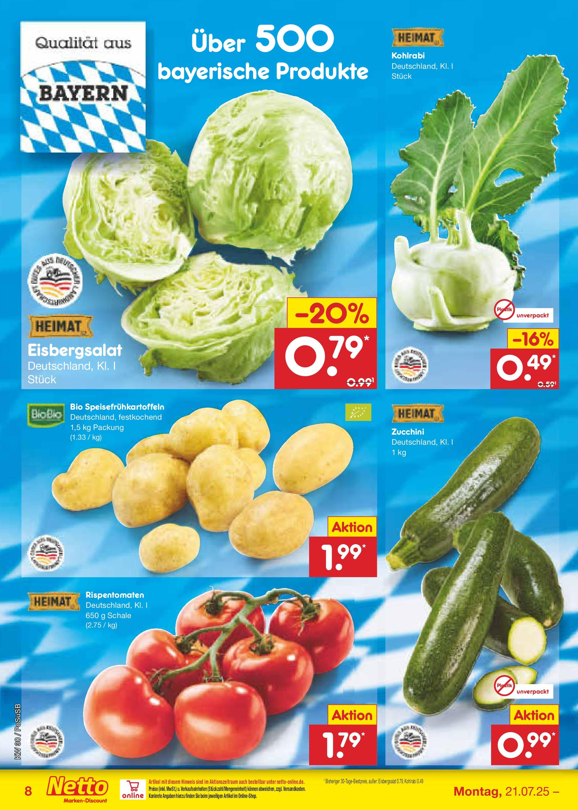 Netto Marken-Discount prospekt Regensburg (ab 21.07.2025) » Angebote | Seite: 10 | Produkte: Kohlrabi, Eisbergsalat, Zucchini Netto Marken-Discount prospekt Regensburg (ab 21.07.2025) » Angebote | Seite: 10 | Produkte: Kohlrabi, Eisbergsalat, Zucchini