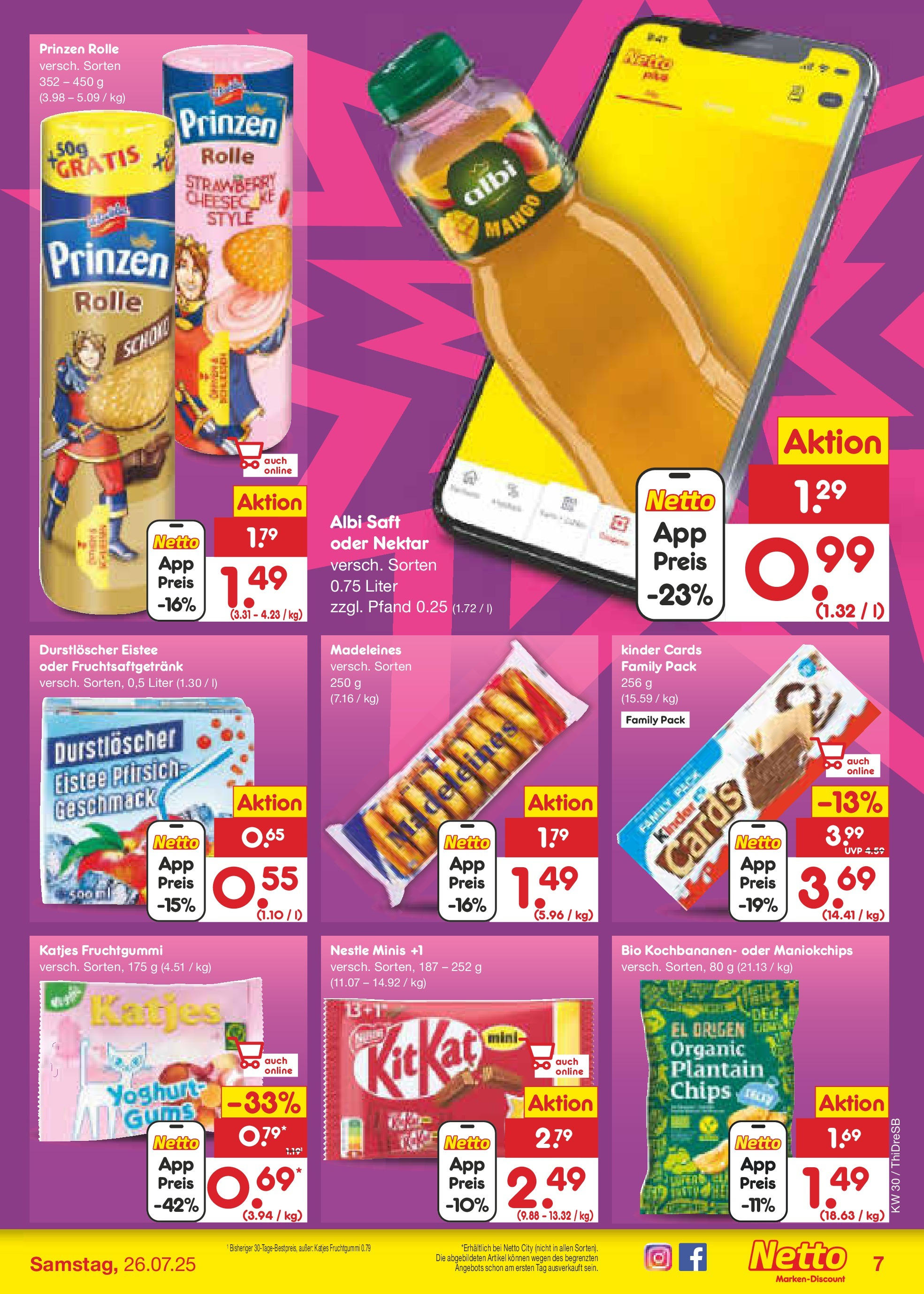 Netto Marken-Discount prospekt Dresden	 (ab 21.07.2025) » Angebote | Seite: 7 | Produkte: Durstloscher, Katjes, Saft, Chips