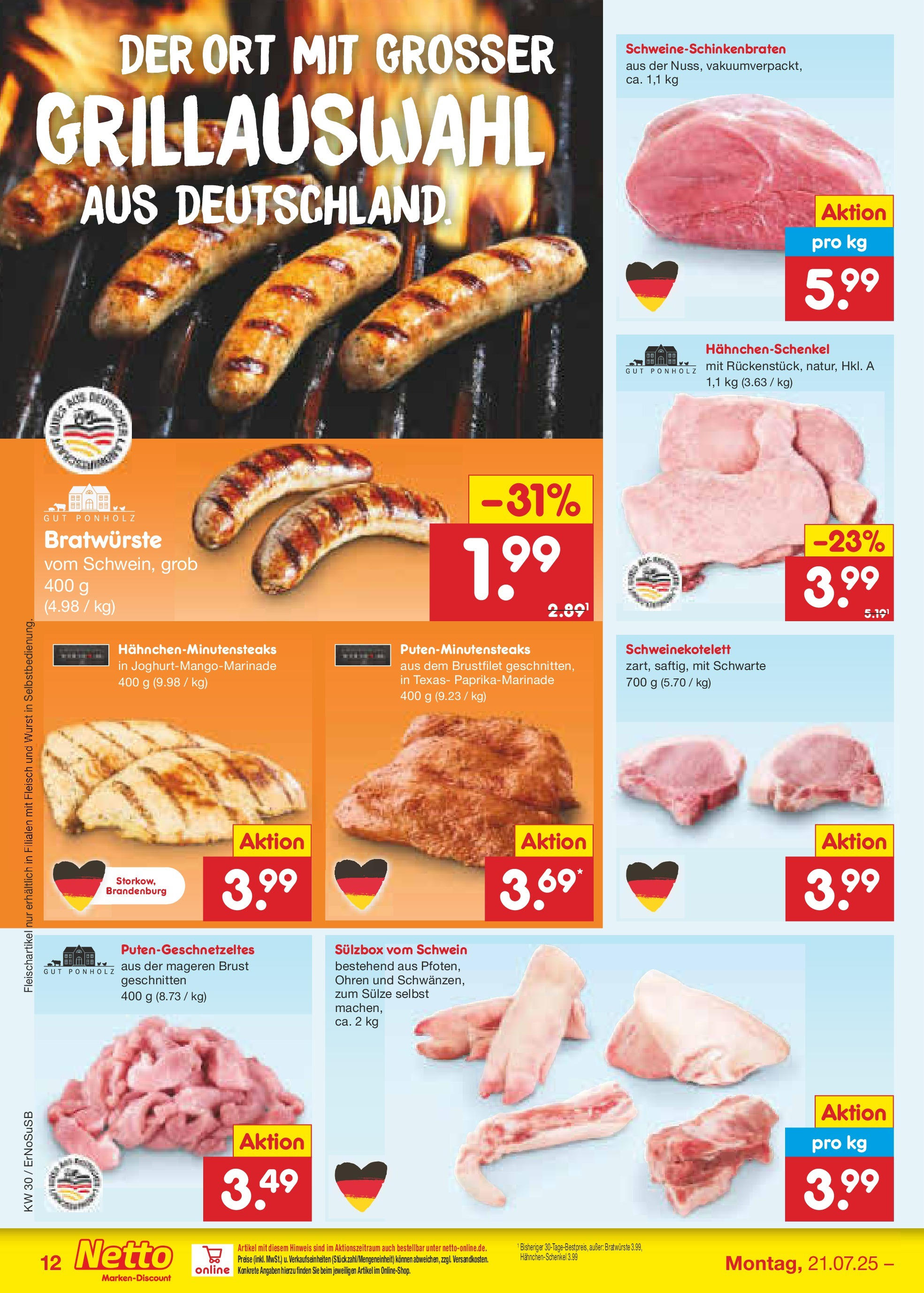 Netto Marken-Discount prospekt Erfurt (ab 21.07.2025) » Angebote | Seite: 16 | Produkte: Hahnchenschenkel, Wurst, Fleisch Netto Marken-Discount prospekt Erfurt (ab 21.07.2025) » Angebote | Seite: 16 | Produkte: Hahnchenschenkel, Wurst, Fleisch