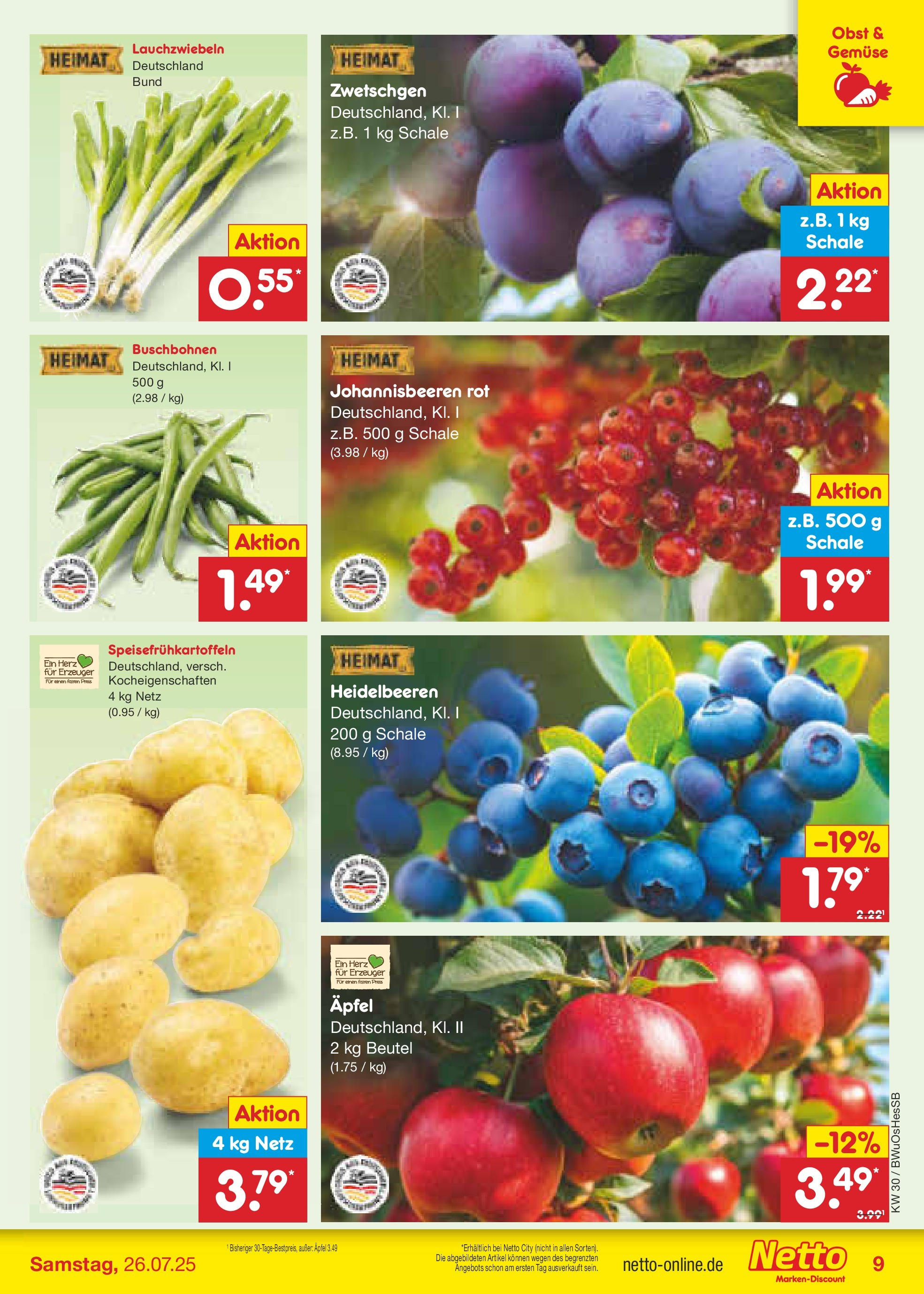 Netto Marken-Discount prospekt Osterode (ab 21.07.2025) » Angebote | Seite: 11 | Produkte: Äpfel, Heidelbeeren, Gemüse, Obst Netto Marken-Discount prospekt Osterode (ab 21.07.2025) » Angebote | Seite: 11 | Produkte: Äpfel, Heidelbeeren, Gemüse, Obst