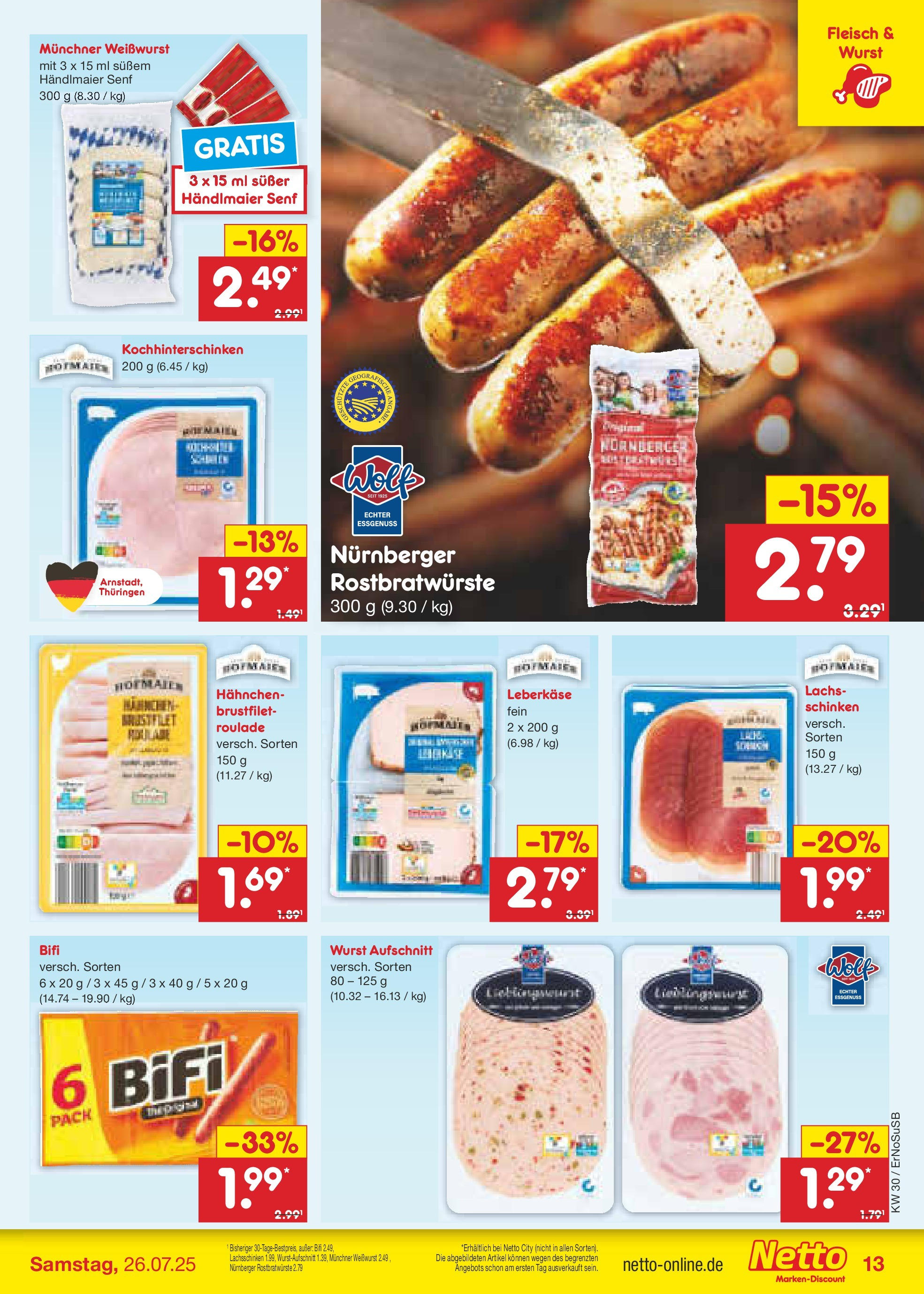 Netto Marken-Discount prospekt Erfurt (ab 21.07.2025) » Angebote | Seite: 17 | Produkte: Hahnchen, Weißwurst, Wurst, Leberkase Netto Marken-Discount prospekt Erfurt (ab 21.07.2025) » Angebote | Seite: 17 | Produkte: Hahnchen, Weißwurst, Wurst, Leberkase