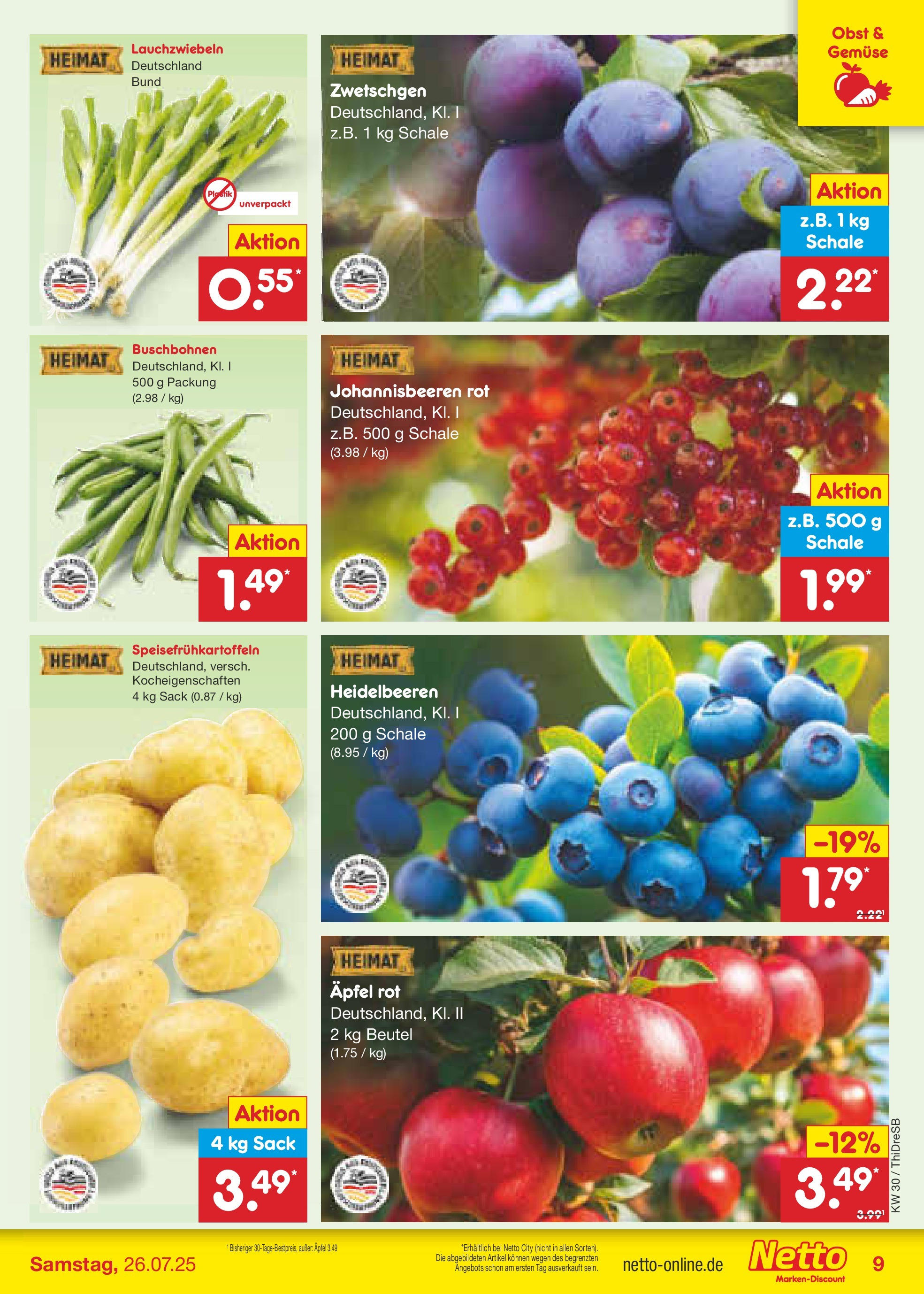 Netto Marken-Discount prospekt Dresden	 (ab 21.07.2025) » Angebote | Seite: 11 | Produkte: Zwetschgen, Heidelbeeren, Gemüse, Obst
