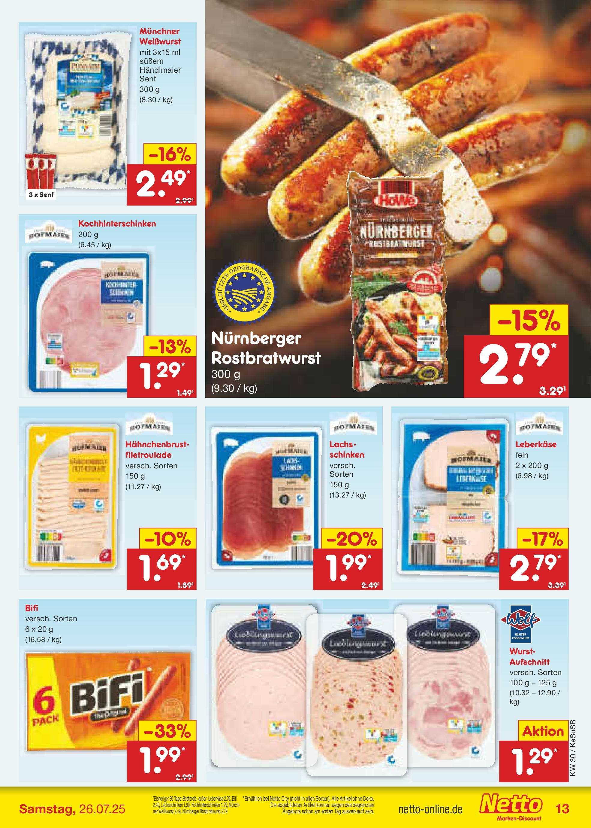 Netto Marken-Discount prospekt Bonn (ab 21.07.2025) » Angebote | Seite: 17 | Produkte: Weißwurst, Lachs, Wurst, Leberkase Netto Marken-Discount prospekt Bonn (ab 21.07.2025) » Angebote | Seite: 17 | Produkte: Weißwurst, Lachs, Wurst, Leberkase