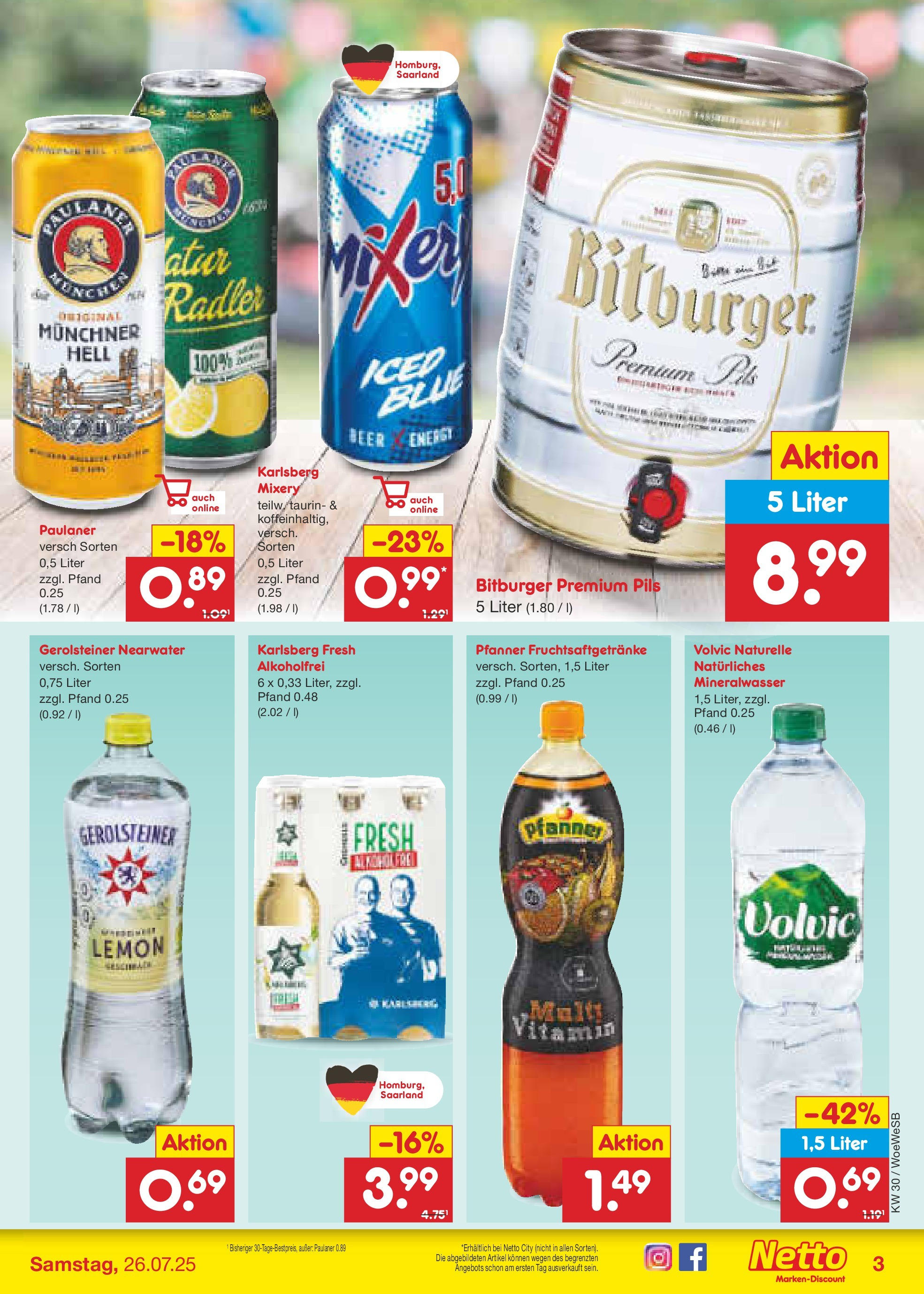 Netto Marken-Discount prospekt Katzweiler (ab 21.07.2025) » Angebote | Seite: 33 | Produkte: Mineralwasser, Mixery, Volvic, Paulaner Netto Marken-Discount prospekt Katzweiler (ab 21.07.2025) » Angebote | Seite: 33 | Produkte: Mineralwasser, Mixery, Volvic, Paulaner