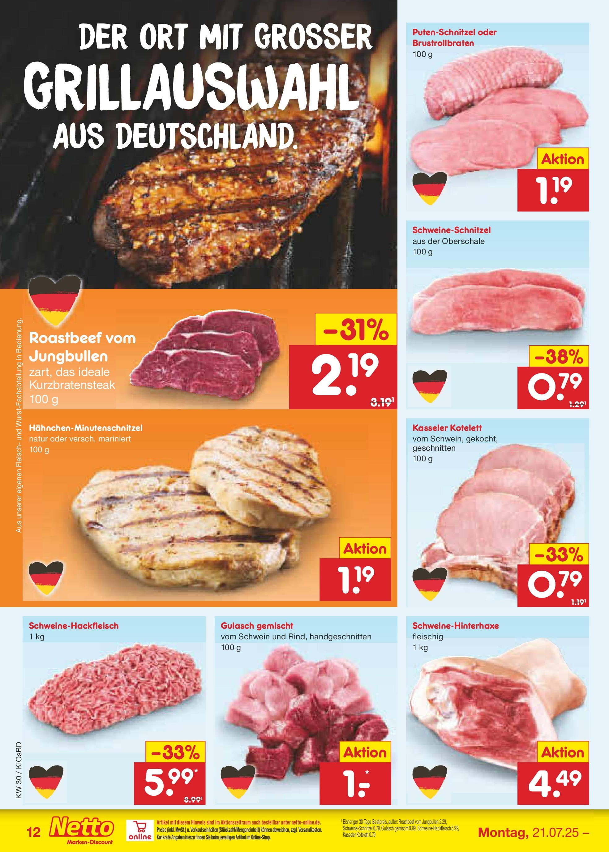 Netto Marken-Discount prospekt Mistelbach (ab 21.07.2025) » Angebote | Seite: 16 | Produkte: Roastbeef, Gulasch, Putenschnitzel, Fleisch Netto Marken-Discount prospekt Mistelbach (ab 21.07.2025) » Angebote | Seite: 16 | Produkte: Roastbeef, Gulasch, Putenschnitzel, Fleisch