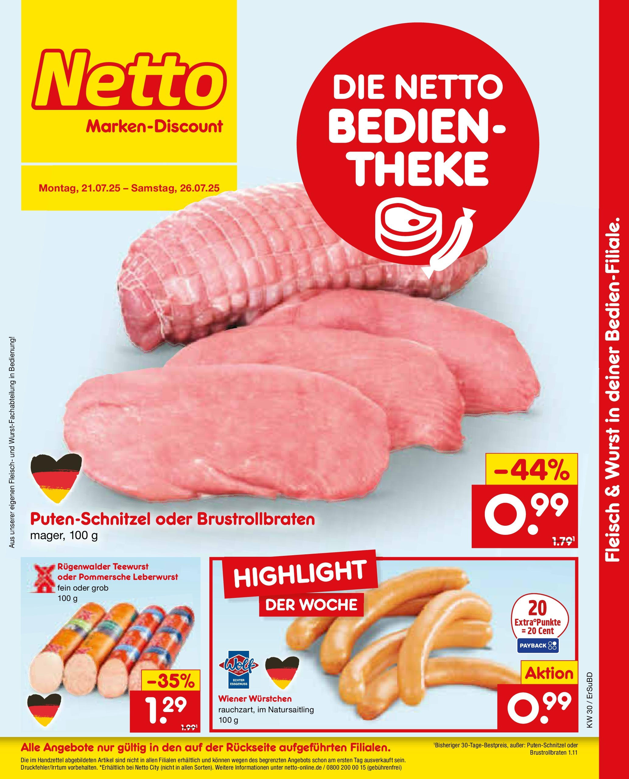 Netto Marken-Discount prospekt Nordhausen	 (ab 21.07.2025) » Angebote | Seite: 18 | Produkte: Wiener wurstchen, Theke, Wurst, Fleisch