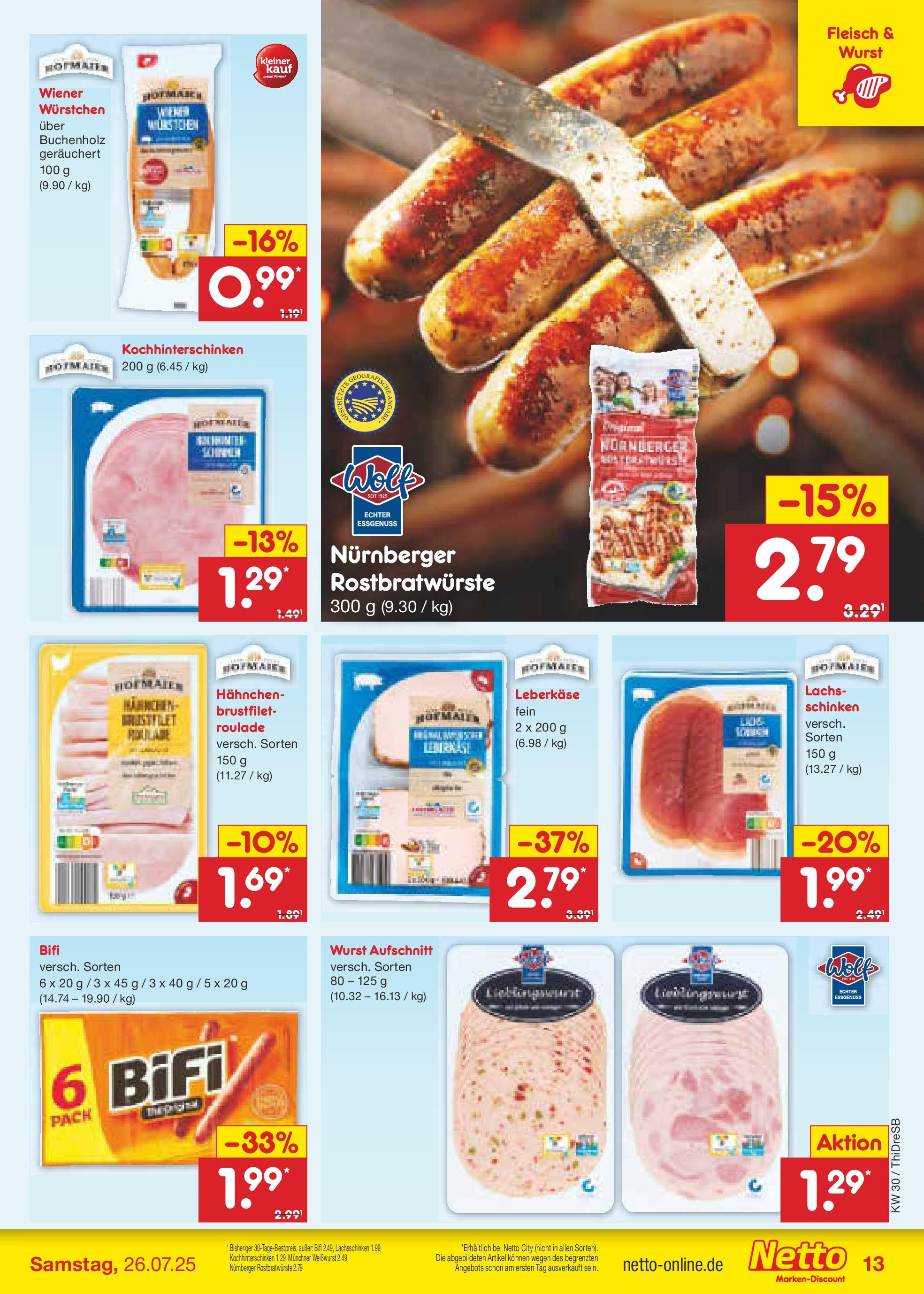 Netto Marken-Discount prospekt Dresden	 (ab 21.07.2025) » Angebote | Seite: 17 | Produkte: Bifi, Weißwurst, Fleisch, Leberkase