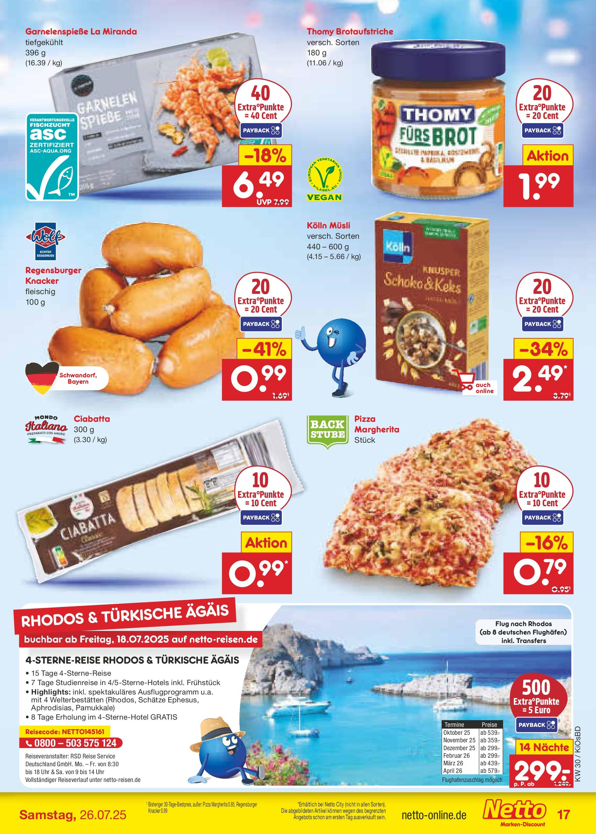 Netto Marken-Discount prospekt Mistelbach (ab 21.07.2025) » Angebote | Seite: 23 | Produkte: Musli, Garnelen, Pizza, Uhr Netto Marken-Discount prospekt Mistelbach (ab 21.07.2025) » Angebote | Seite: 23 | Produkte: Musli, Garnelen, Pizza, Uhr